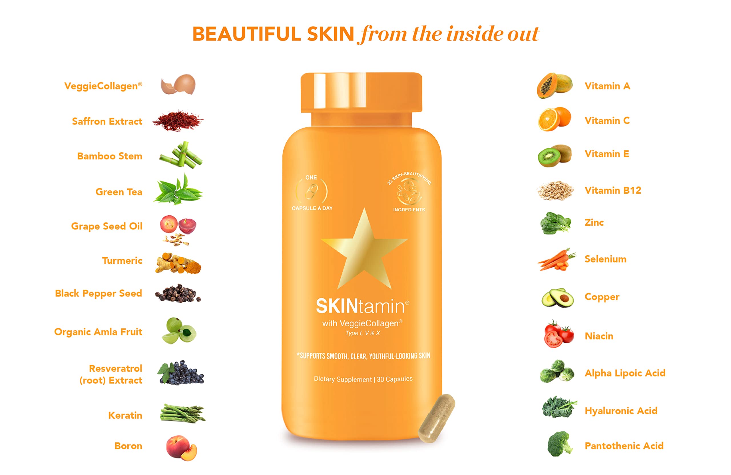 Foto 4 | Suplemento Hairtamin Skintamin De Colágeno Vegetariano Para La Piel - Venta Internacional.