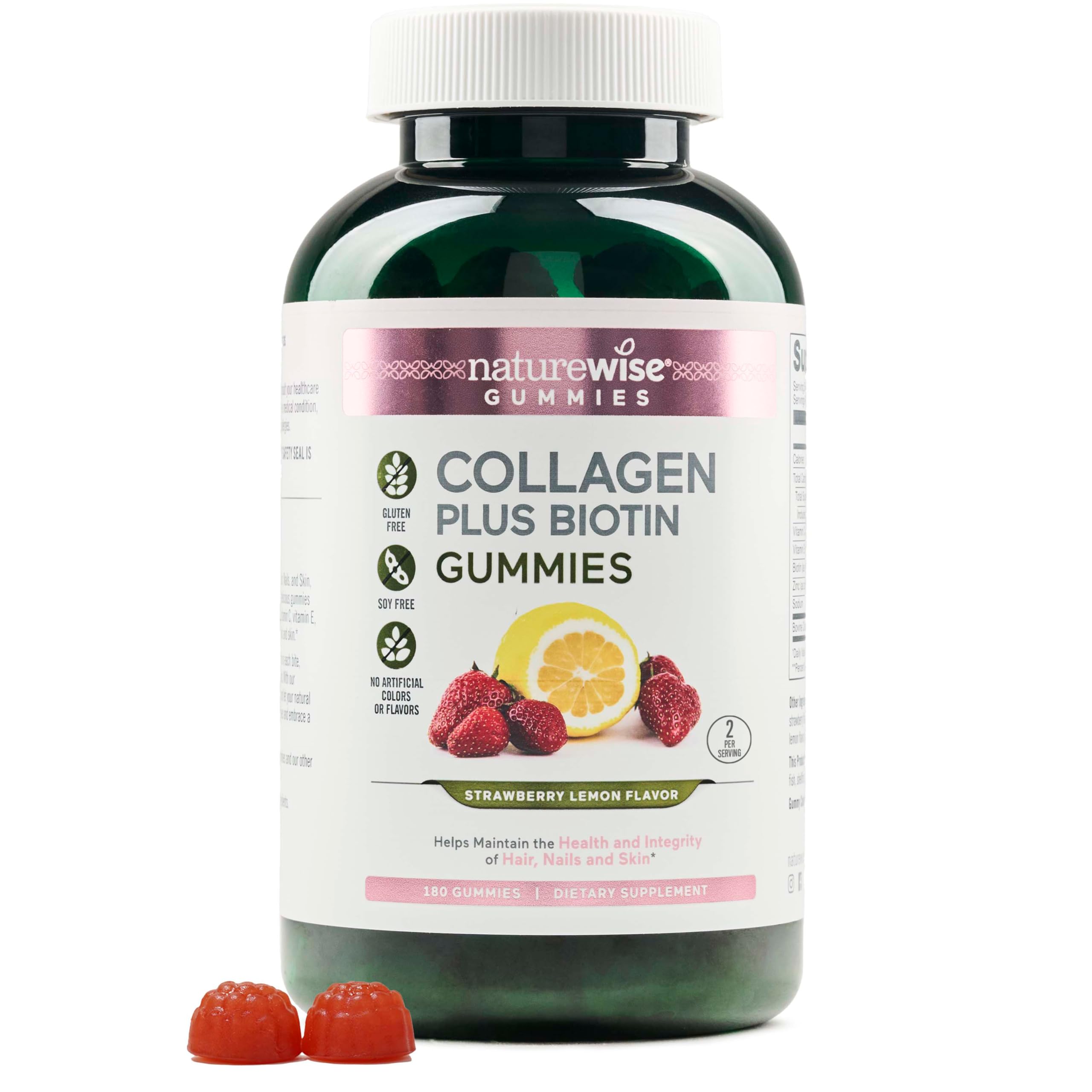 Gomitas De Colágeno Naturewise Con Sabor A Fresa Y Limón, 180 Unidades - Venta Internacional.