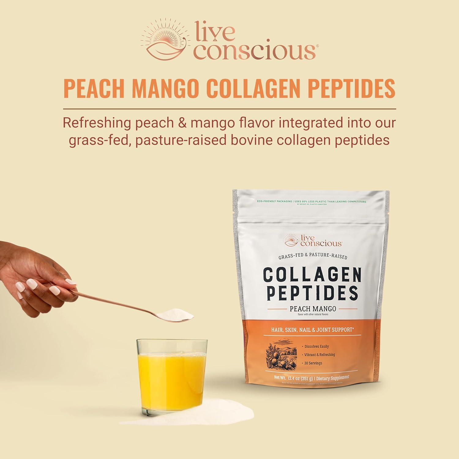 Foto 4 pulgar | Péptidos De Colágeno En Polvo Live Conscious Peach Mango, Paquete De 2 - Venta Internacional.