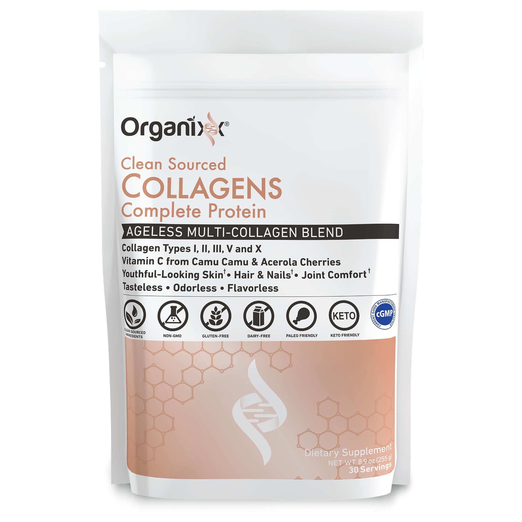 Foto 7 | Péptidos De Colágeno En Polvo Organixx Con Vitamina C 30 Porciones - Venta Internacional.