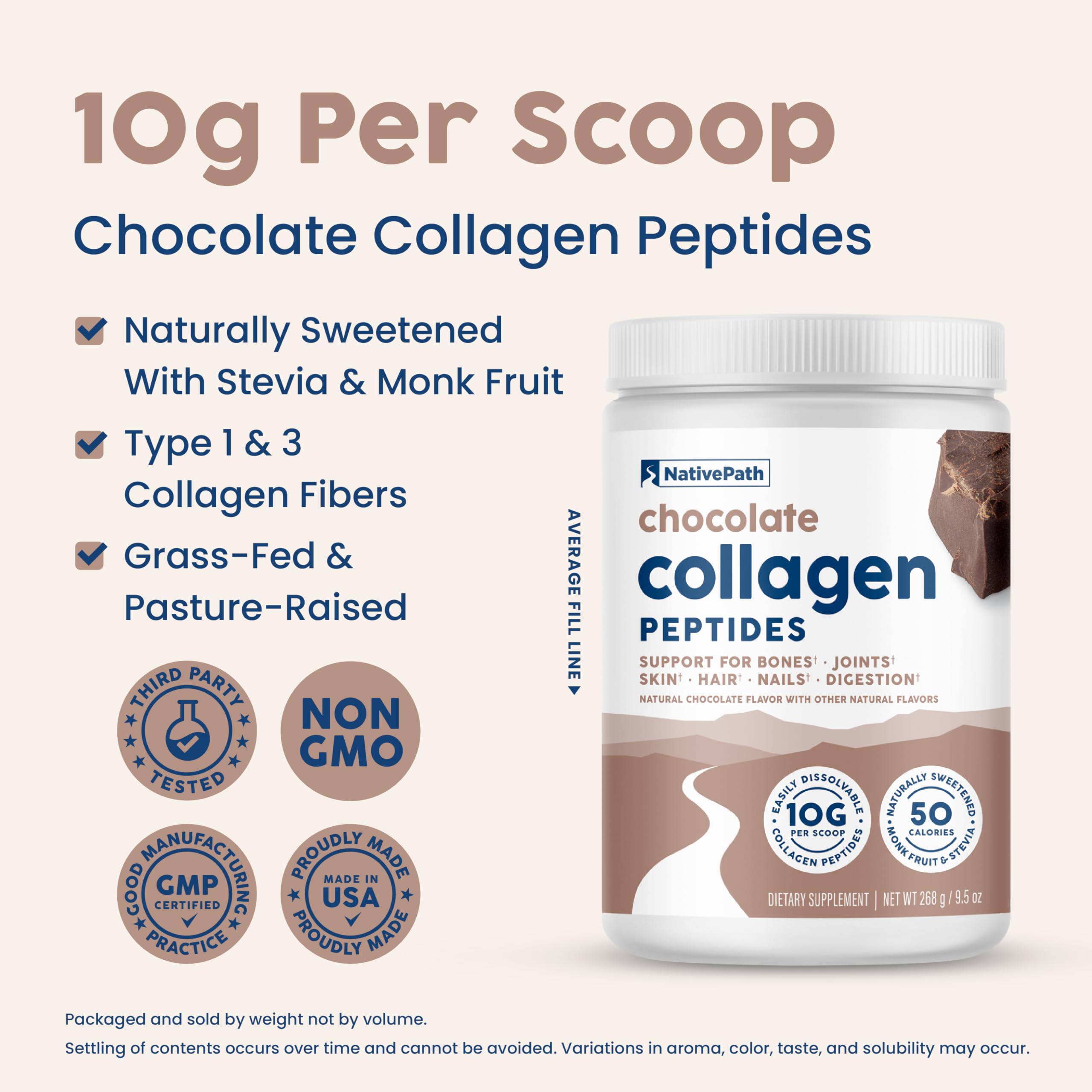 Foto 5 pulgar | Péptidos De Colágeno Nativepath Hidrolizados Tipo 1 Y 3, 268 Ml, Chocolate - Venta Internacional.