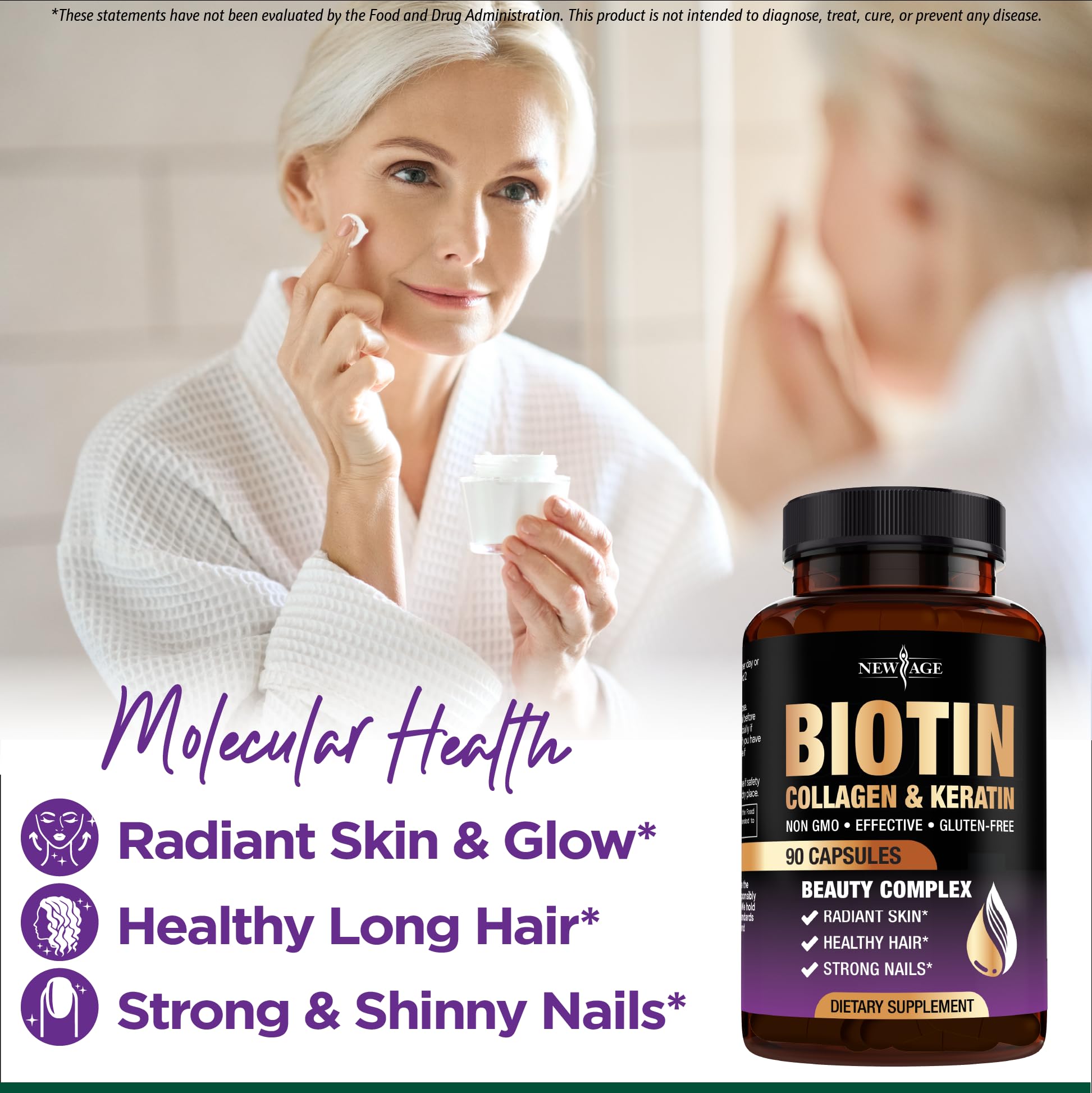 Foto 5 | Suplemento New Age: Biotina, Colágeno, Queratina Y Ácido Hialurónico - Venta Internacional.