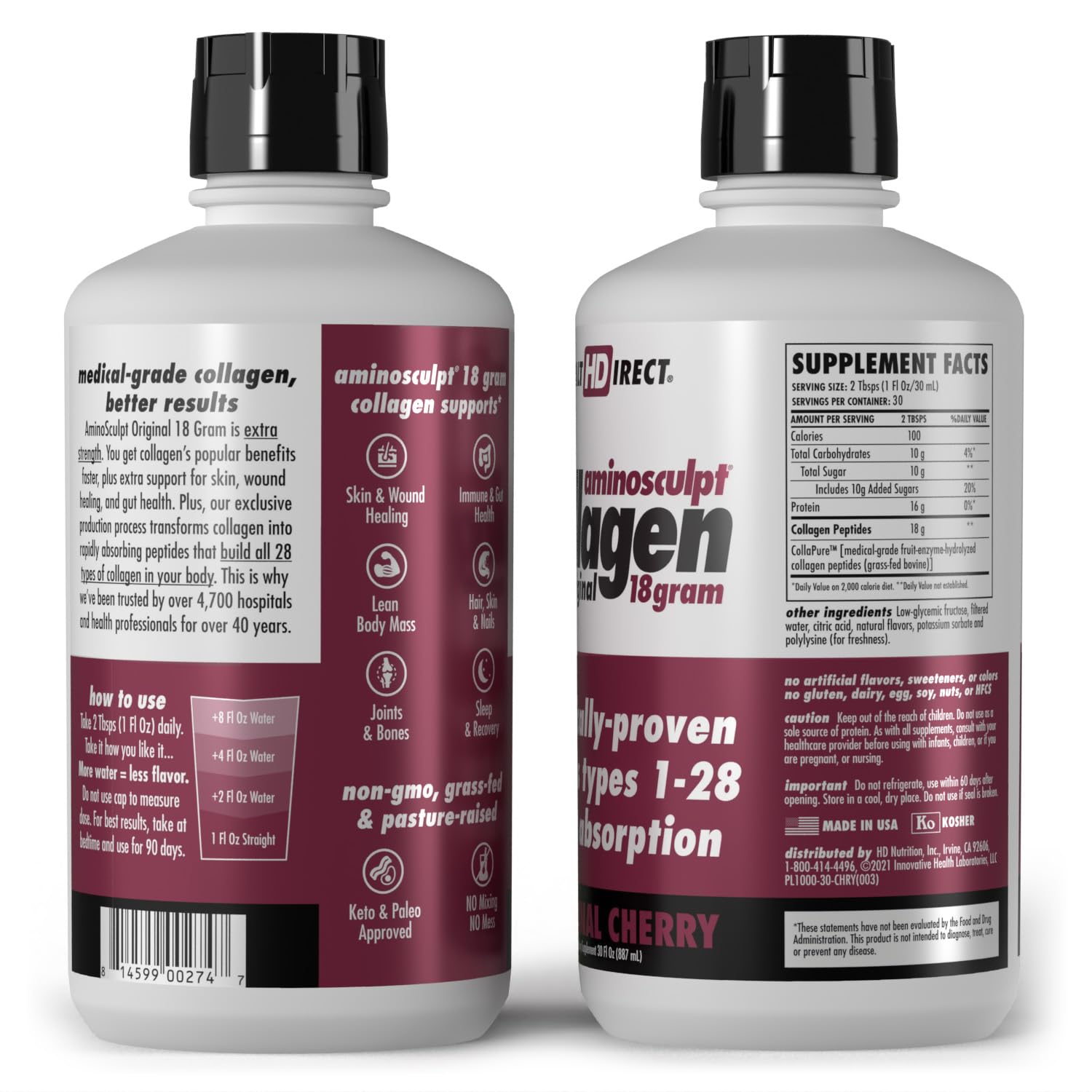 Foto 3 pulgar | Suplemento De Colágeno Health Direct Aminosculpt Liquid 900 Ml - Venta Internacional.