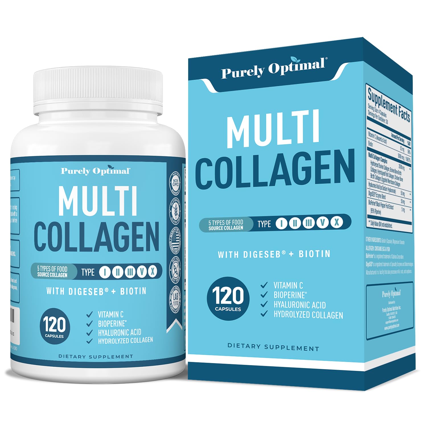 Foto 2 pulgar | Suplemento Purely Optimal Multi Collagen 120 Cápsulas - Venta Internacional.