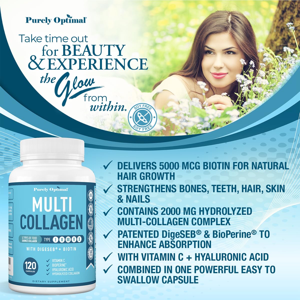 Foto 5 pulgar | Suplemento Purely Optimal Multi Collagen 120 Cápsulas - Venta Internacional.