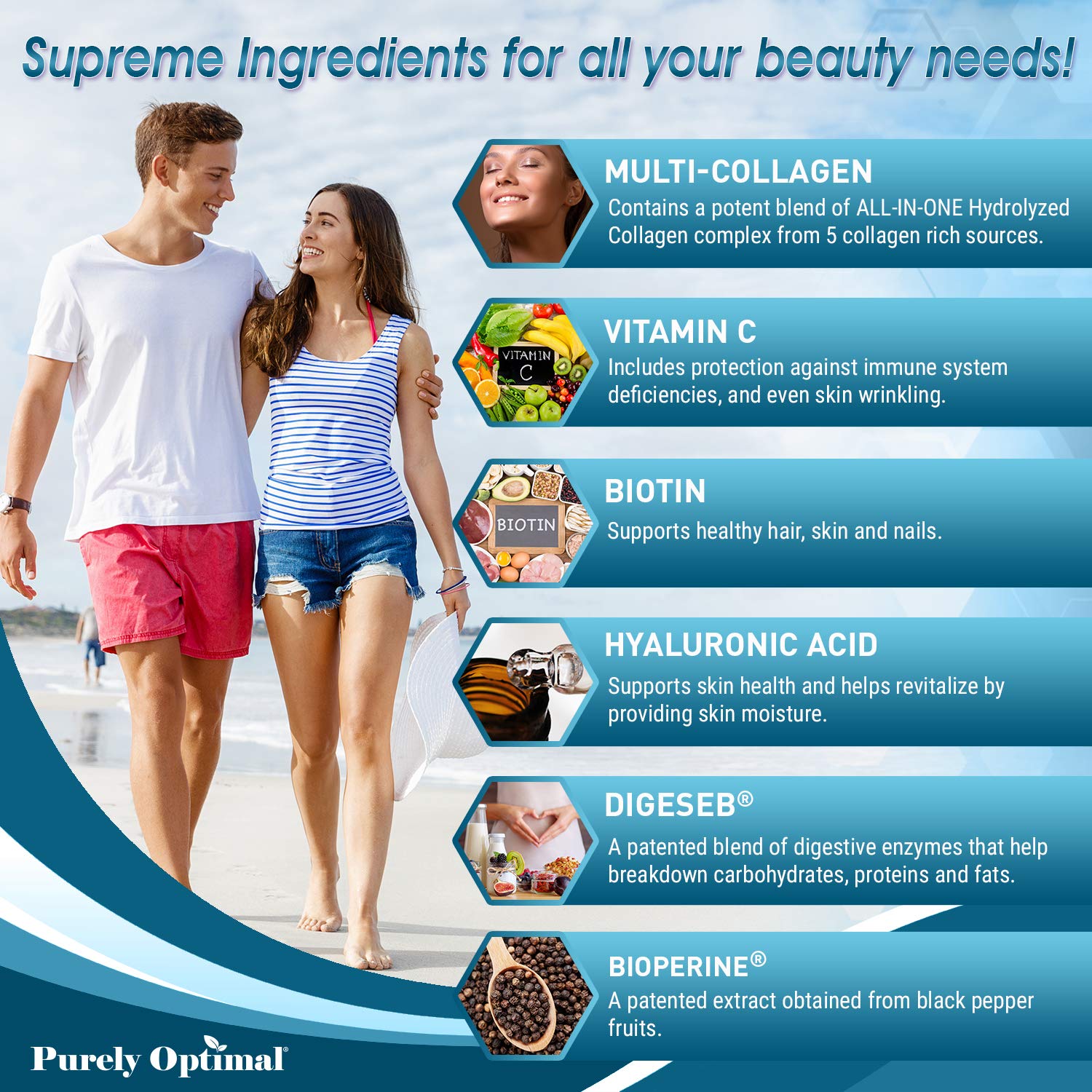 Foto 6 pulgar | Suplemento Purely Optimal Multi Collagen 120 Cápsulas - Venta Internacional.