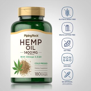 Foto 3 | Suplementos De Aceite De Cáñamo Piping Rock, Cápsulas De 1400 Mg, 180 Cápsulas Blandas - Venta Internacional.