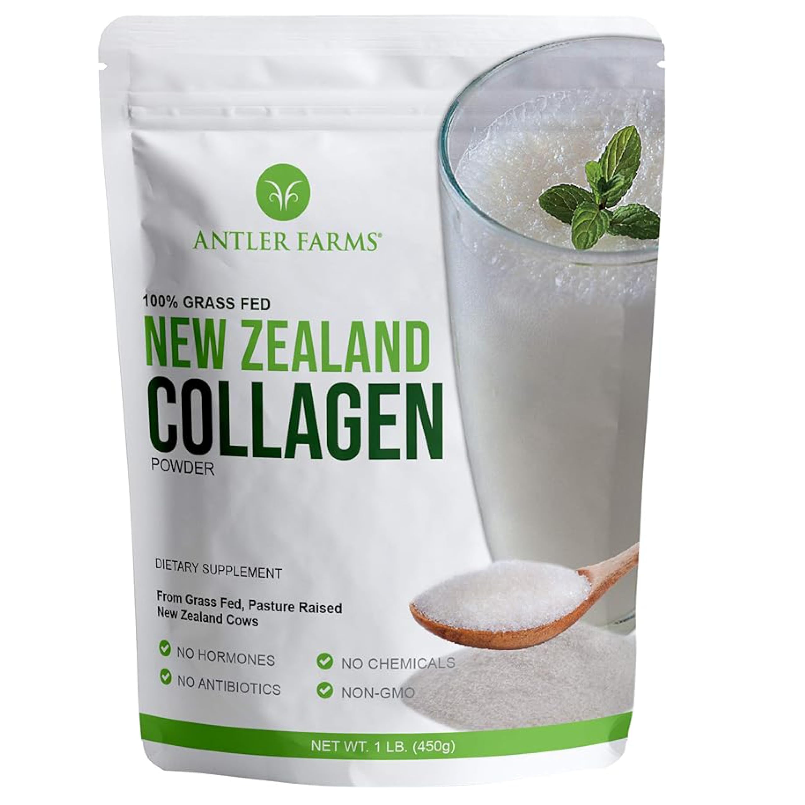 Colágeno En Polvo Antler Farms 100% Puro De Nueva Zelanda, 454 G - Venta Internacional.
