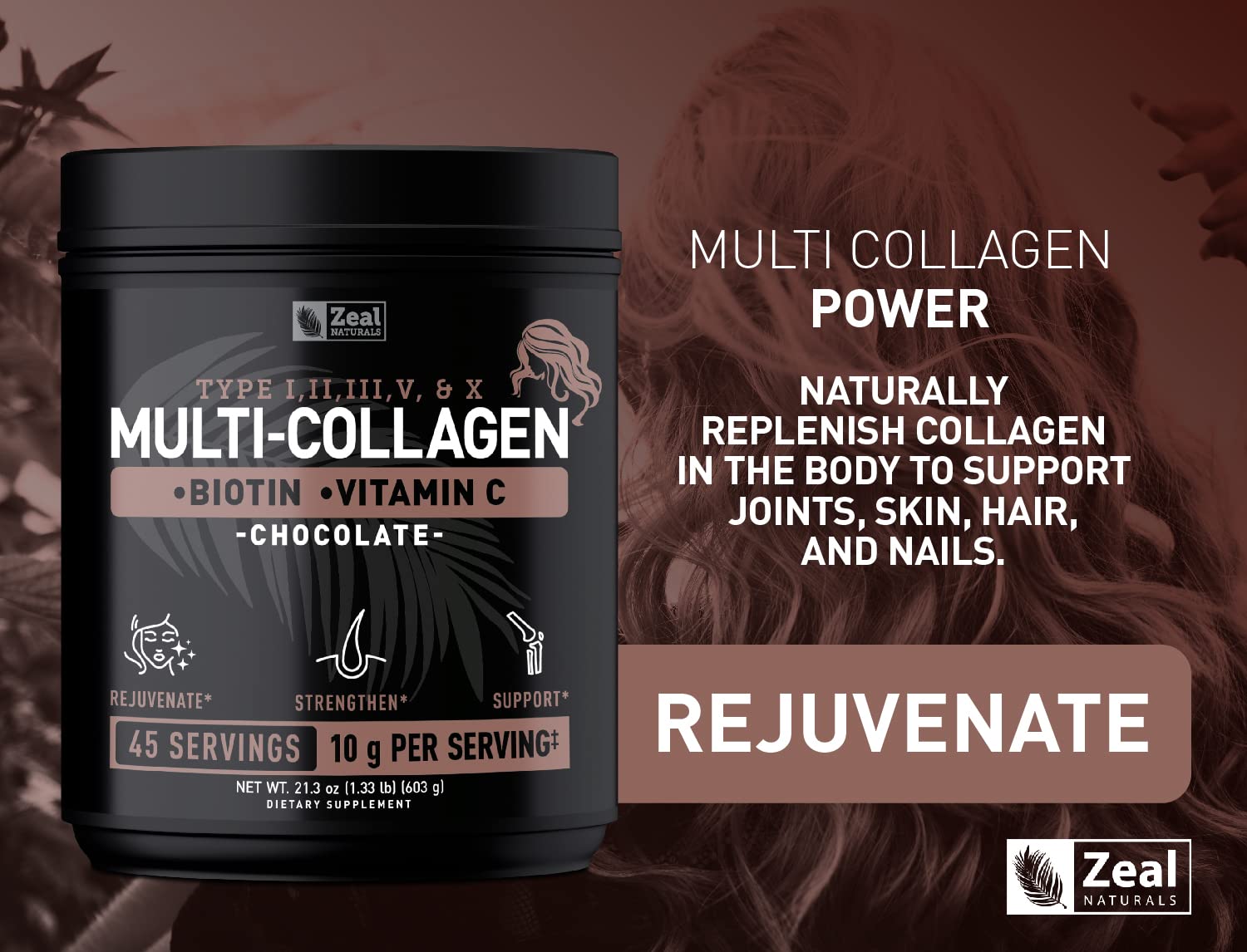 Foto 6 pulgar | Péptidos De Colágeno, Proteína En Polvo, Zeal Naturals Chocolate - Venta Internacional.