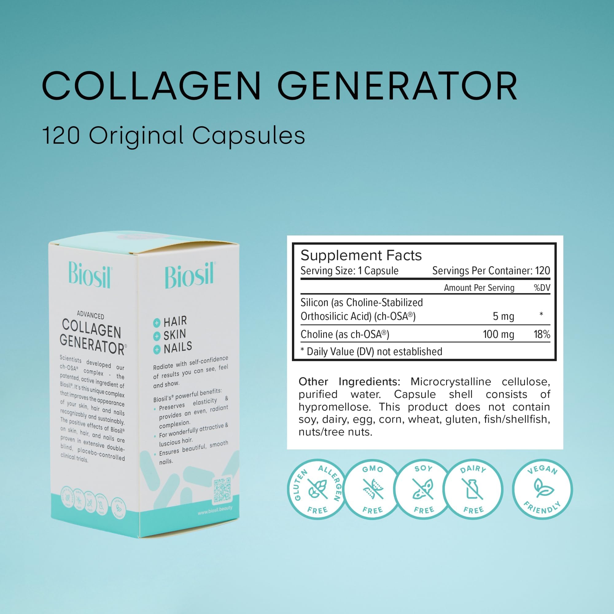 Foto 3 pulgar | Suplemento Biosil Collagen Generator 120 Cápsulas X2 120 Días - Venta Internacional.