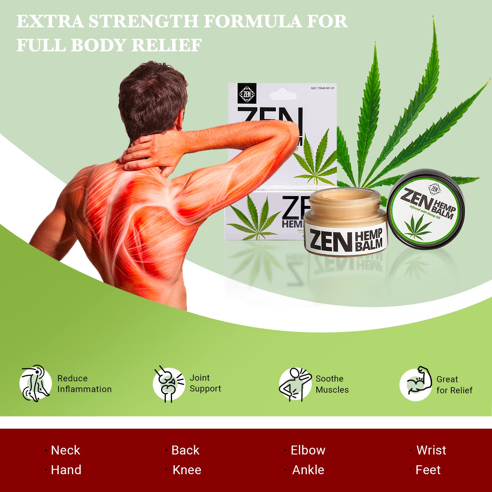 Foto 3 | Bálsamo De Cáñamo Zen Relief Para Articulaciones, Espalda, Cuello Y Codos 30 Ml - Venta Internacional.