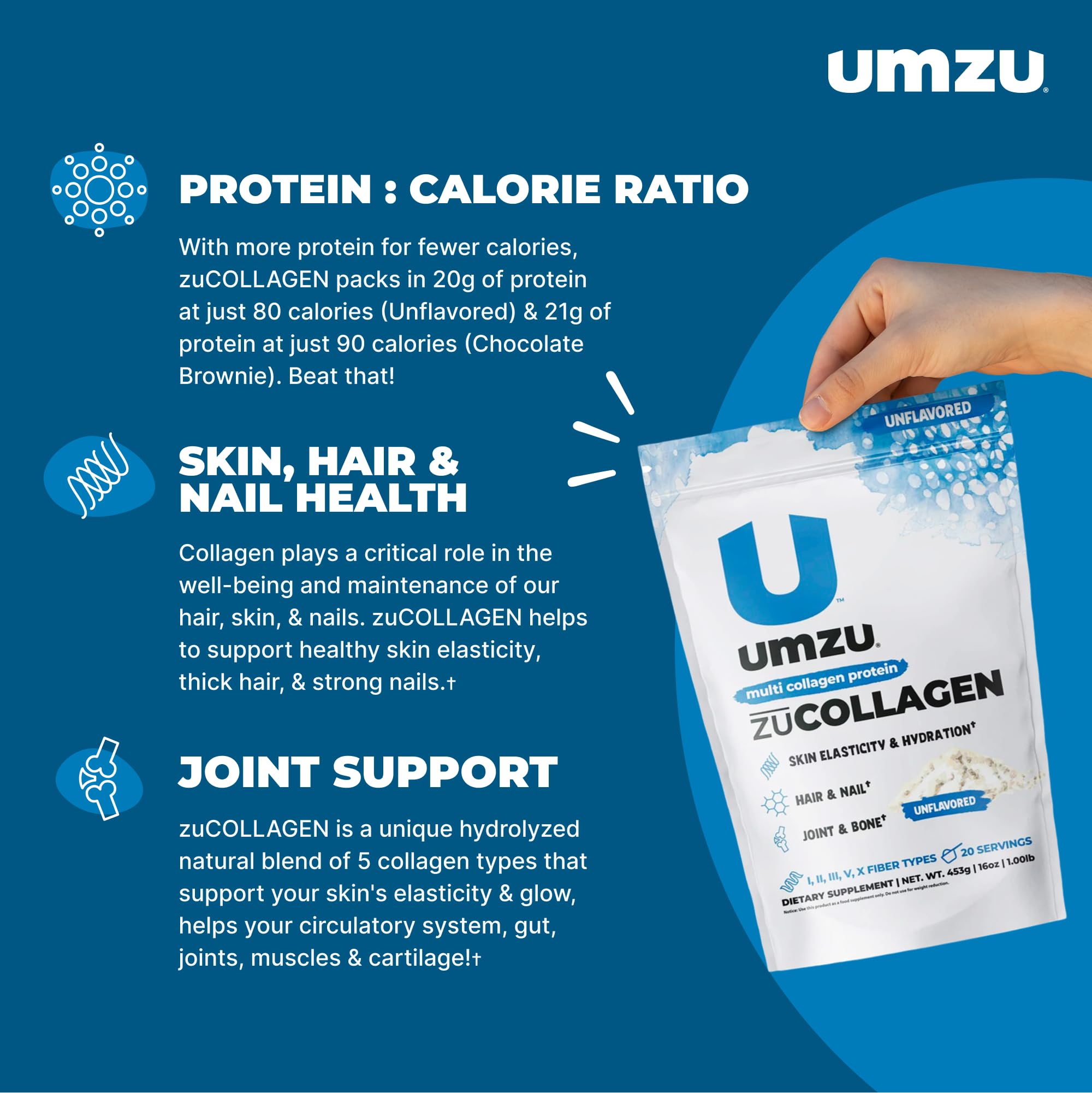 Foto 3 pulgar | Proteína En Polvo Umzu Zucollagen Hidrolizada, 20 G De Proteína - Venta Internacional.