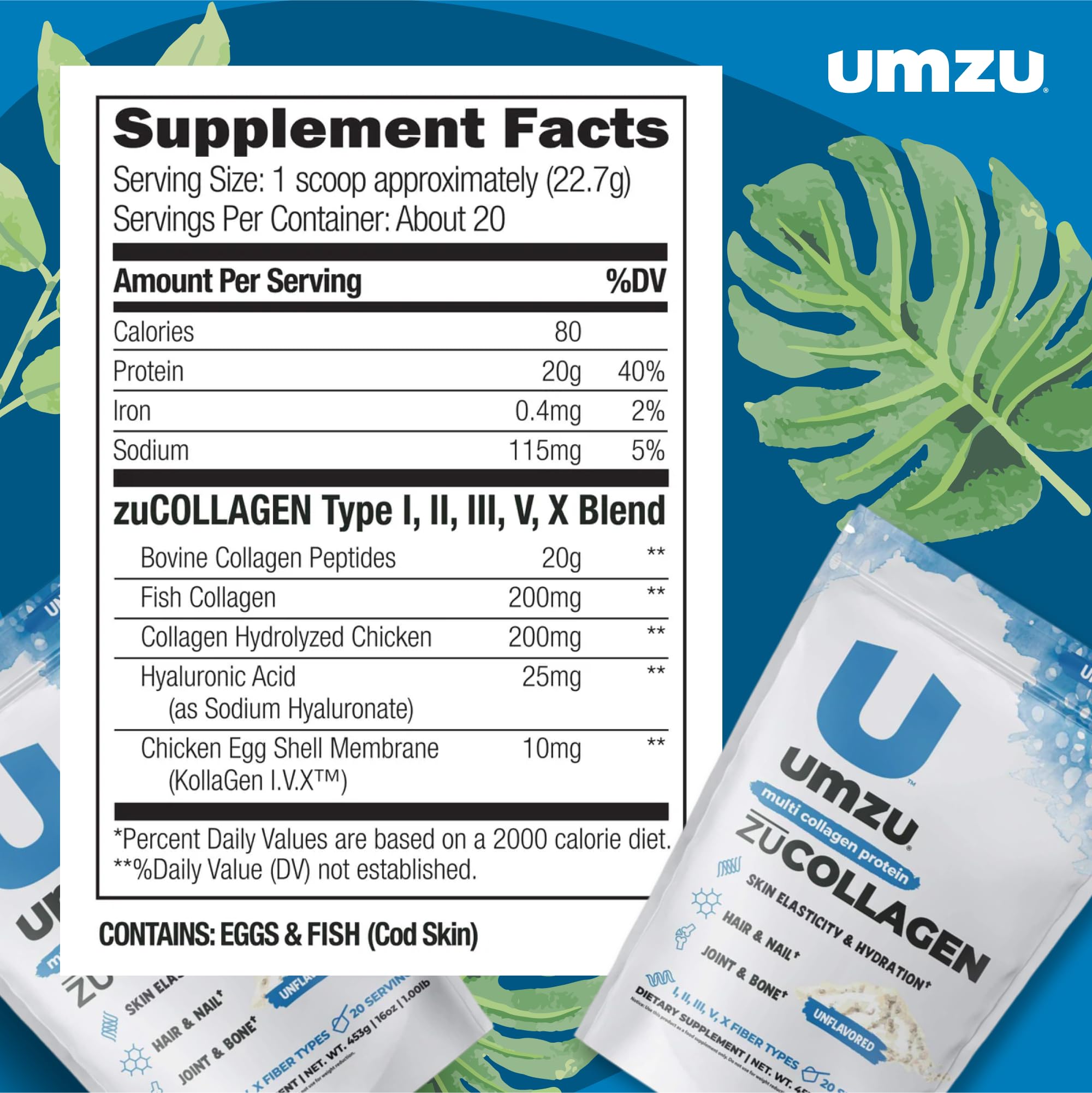 Foto 5 pulgar | Proteína En Polvo Umzu Zucollagen Hidrolizada, 20 G De Proteína - Venta Internacional.
