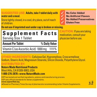 Foto 5 | Suplemento Nature Made De Vitamina C, Tabletas De 1000 Mg, 100 Unidades - Venta Internacional.