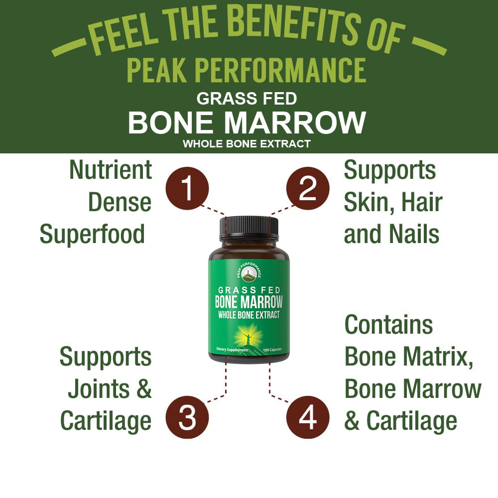 Foto 3 pulgar | Suplemento Peak Performance Grass Fed Bone Marrow 180 Cápsulas - Venta Internacional.