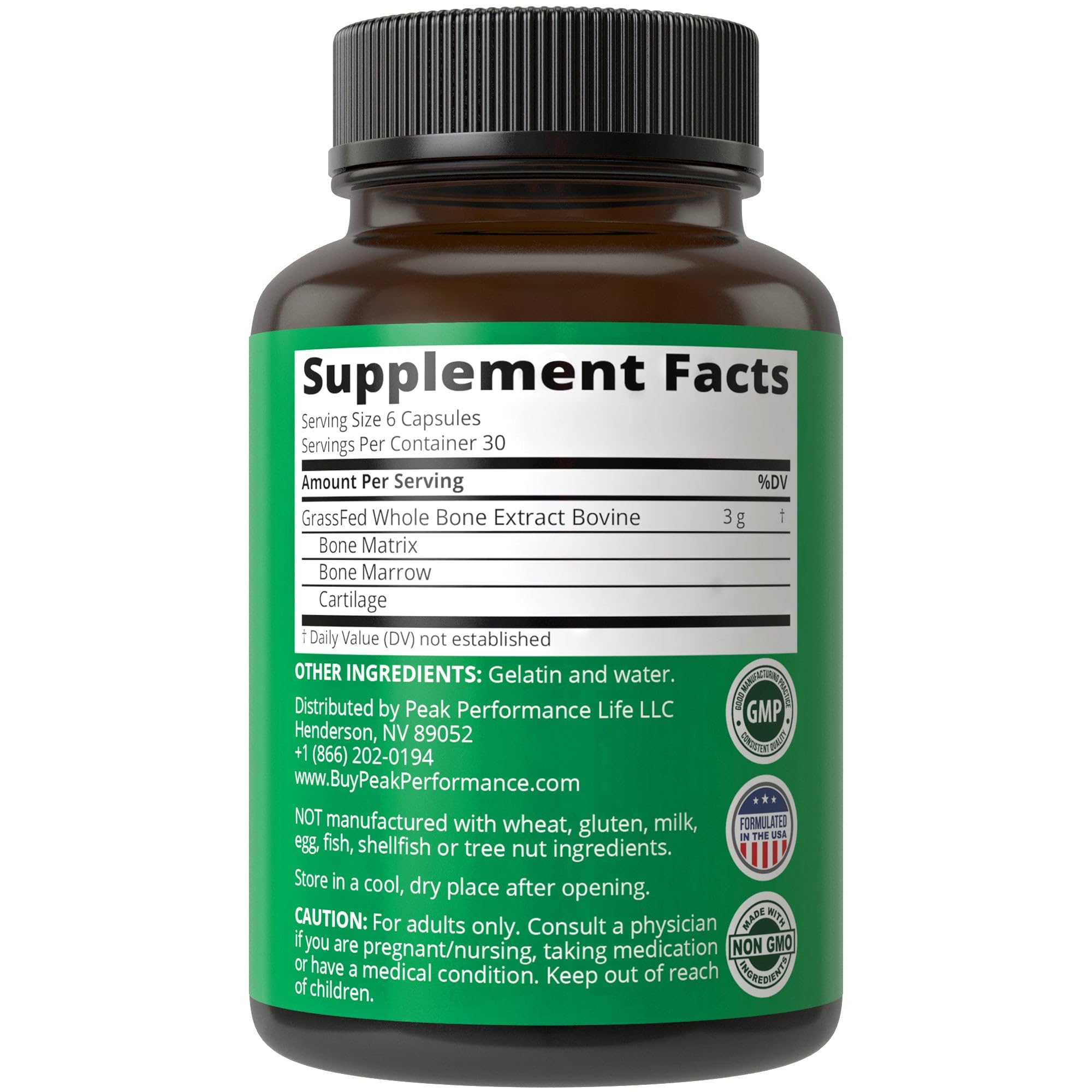 Foto 6 pulgar | Suplemento Peak Performance Grass Fed Bone Marrow 180 Cápsulas - Venta Internacional.