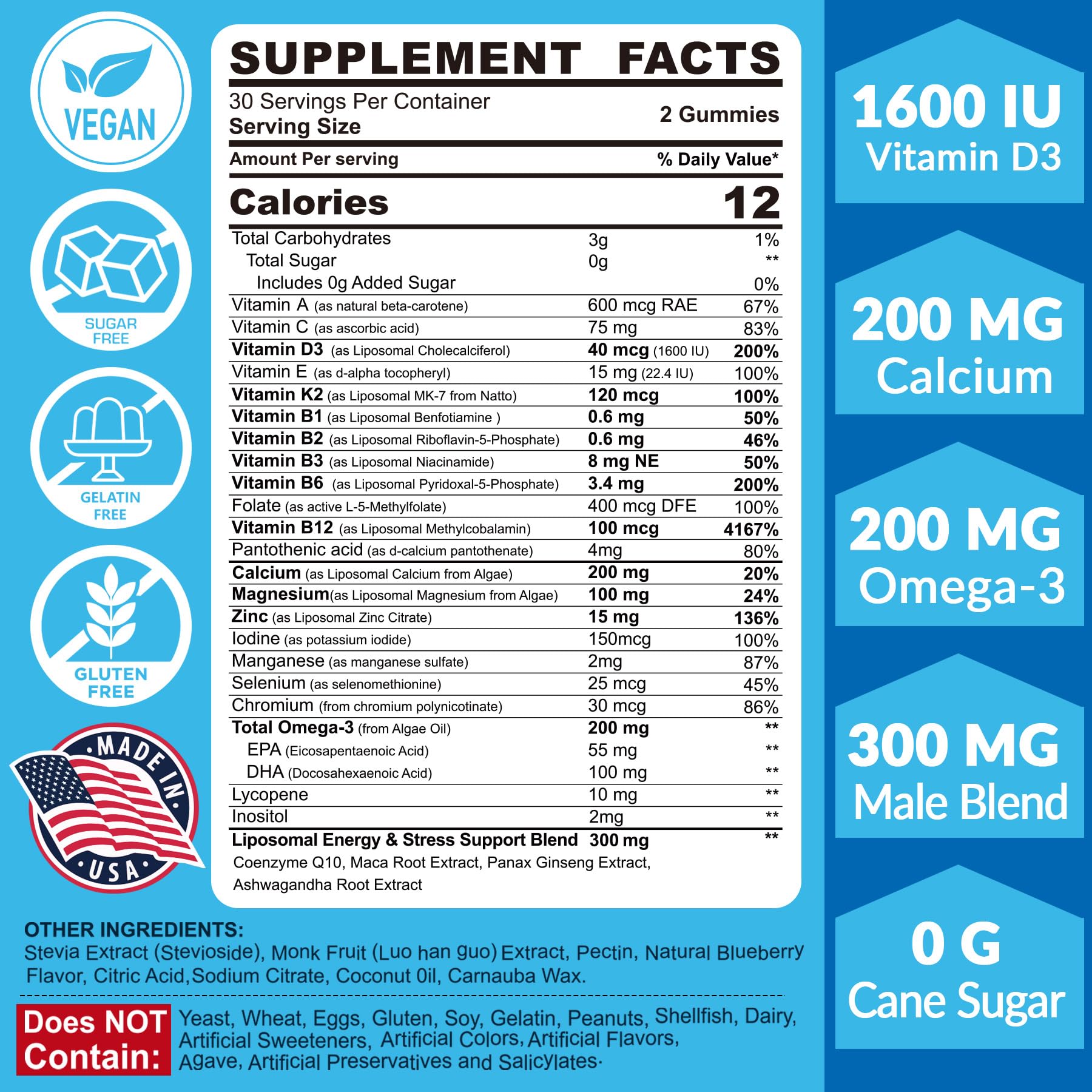 Foto 3 pulgar | Gomitas Multivitamínicas Supplement Envycure para Hombres 120 Unidades - Venta Internacional