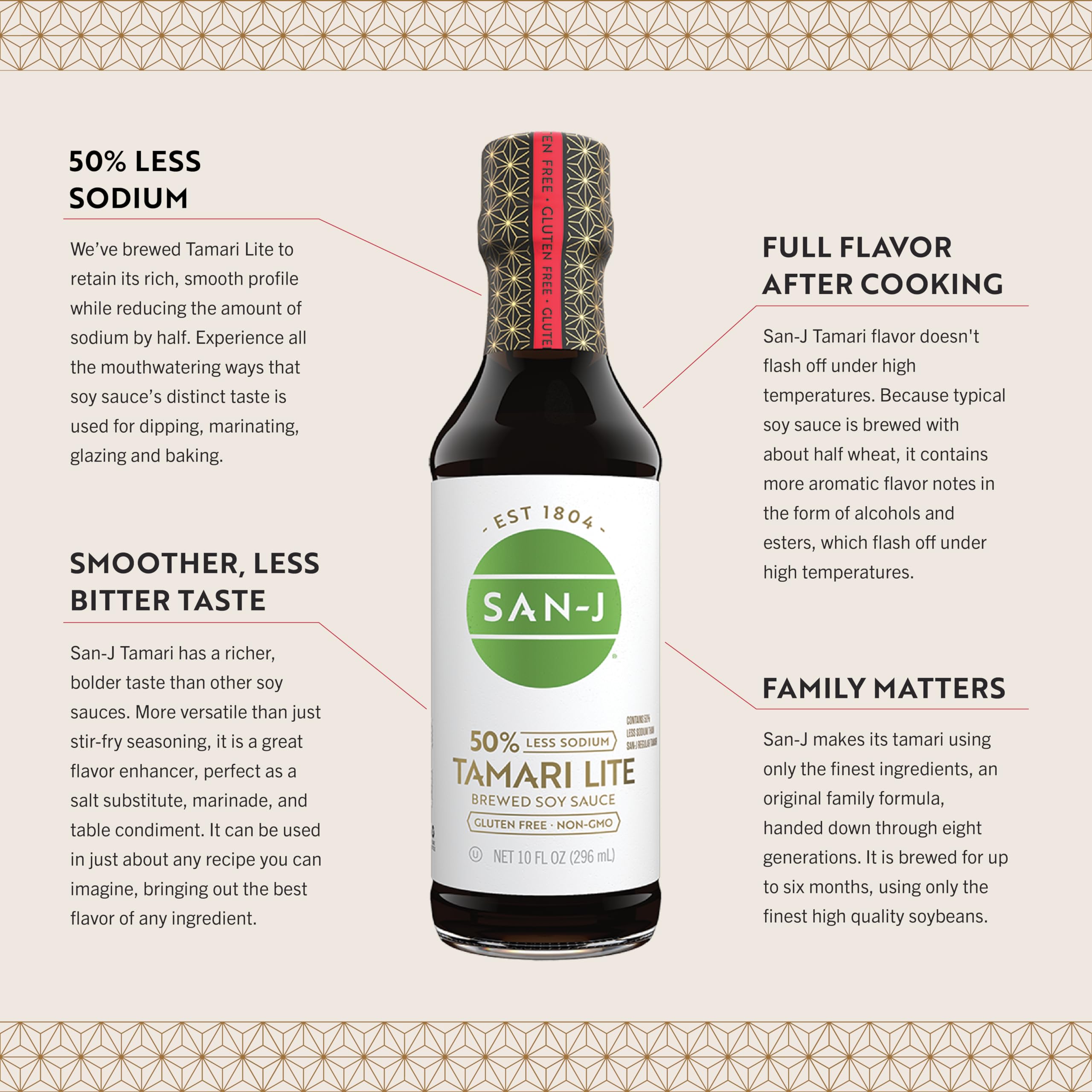 Foto 4 | Salsa De Soja San-j Tamari Lite Sin Gluten 296 Ml Con Un 50% Menos De Sodio - Venta Internacional.