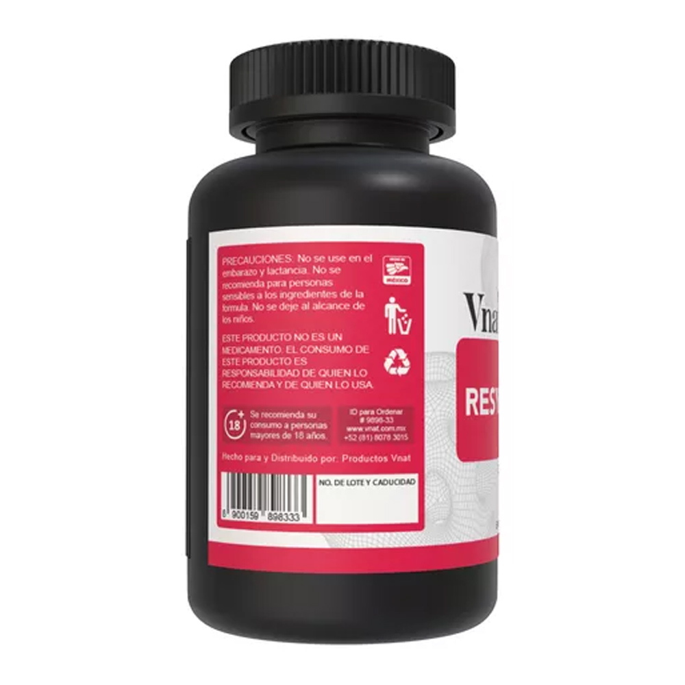 Foto 4 pulgar | Resveratrol 400mg Vnat 200 Capsulas Semilla De Uva Roja Y Acai