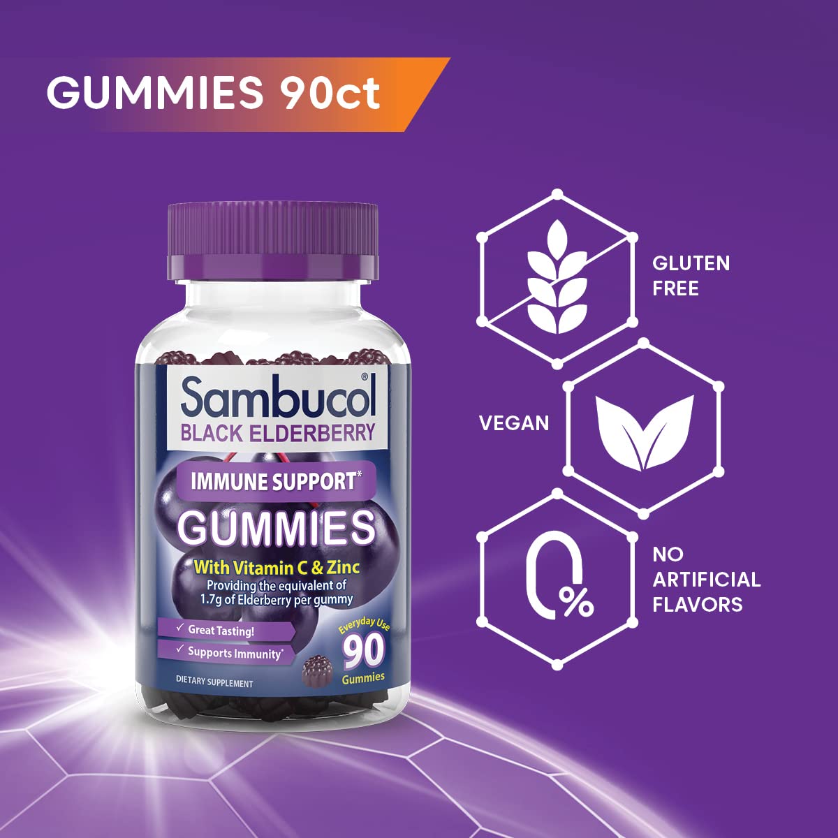 Foto 3 pulgar | Complementa Las Gomitas De Saúco Sambucol Con Vitamina C Y Zinc, 90 Unidades - Venta Internacional.