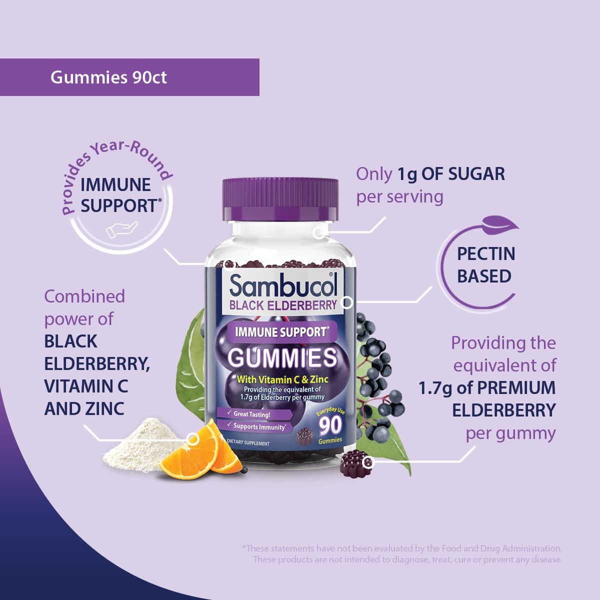 Foto 4 pulgar | Complementa Las Gomitas De Saúco Sambucol Con Vitamina C Y Zinc, 90 Unidades - Venta Internacional.