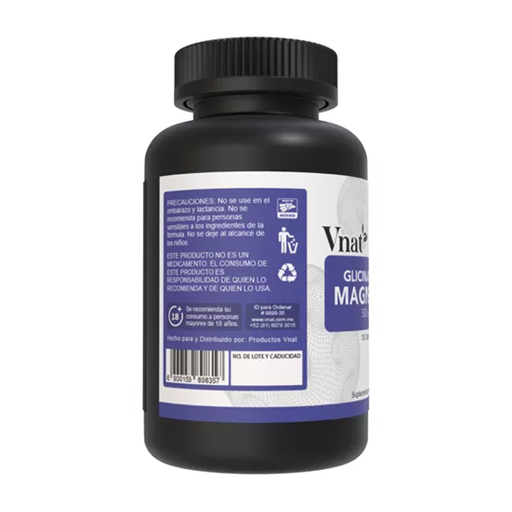 Foto 4 pulgar | Glicinato De Magnesio 500mg Vnat 120 Capsulas Magnesio Glycinate
