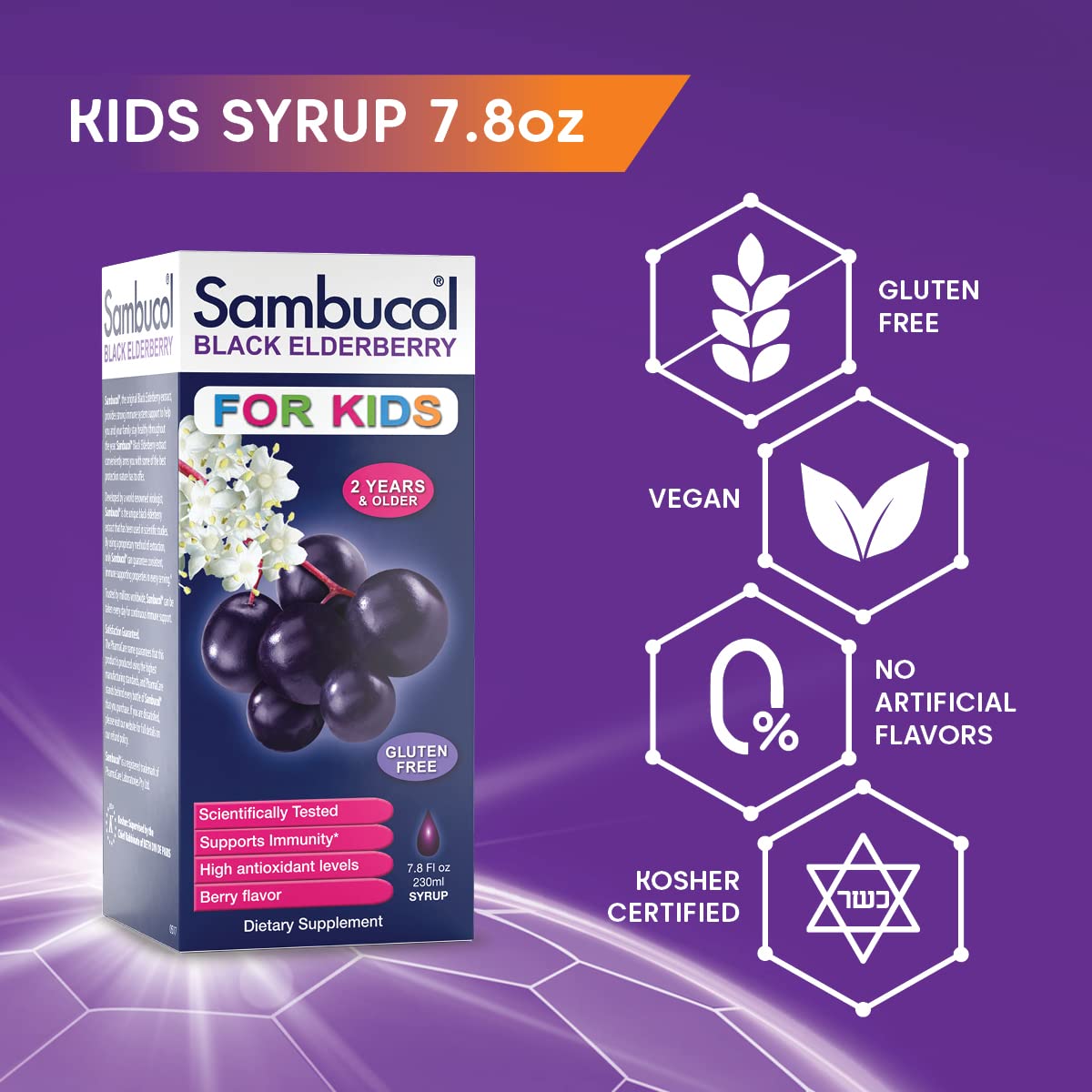 Foto 4 pulgar | Sirope de Saúco Negro de Sambucol para Niños 230 Ml - Venta Internacional