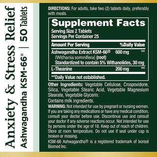 Foto 7 | Suplemento Nature's Bounty para Aliviar la Ansiedad y el Estrés 50 Tabletas - Venta Internacional