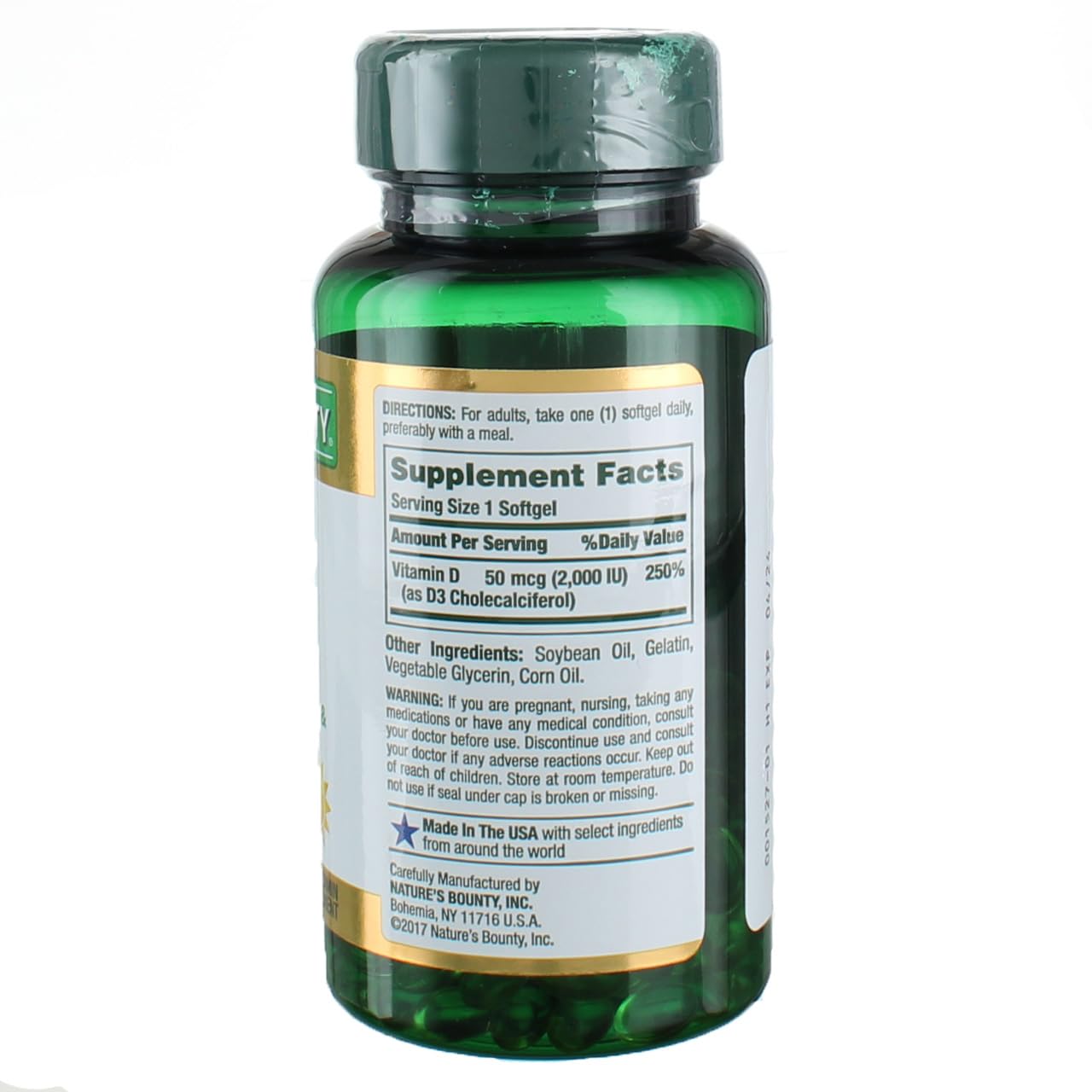Foto 3 pulgar | Suplemento de Vitamina D3 de Nature's Bounty 2000 UI Cápsulas Blandas - Venta Internacional