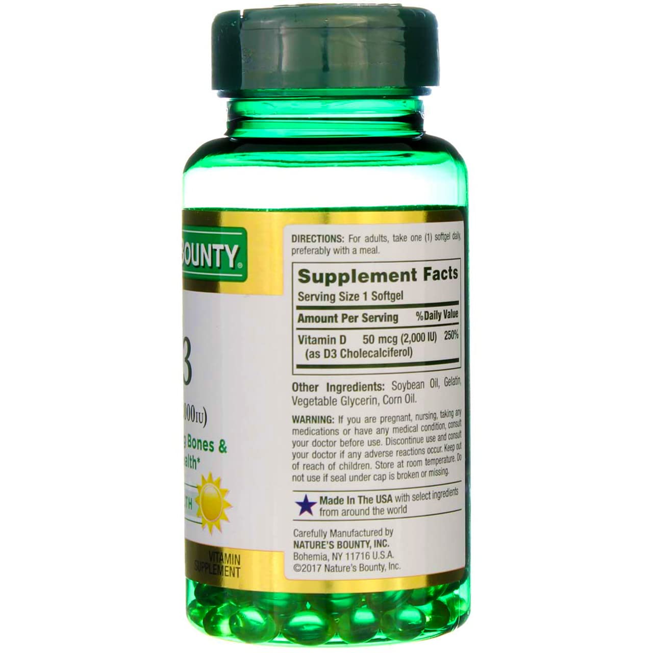 Foto 6 pulgar | Suplemento de Vitamina D3 de Nature's Bounty 2000 UI Cápsulas Blandas - Venta Internacional