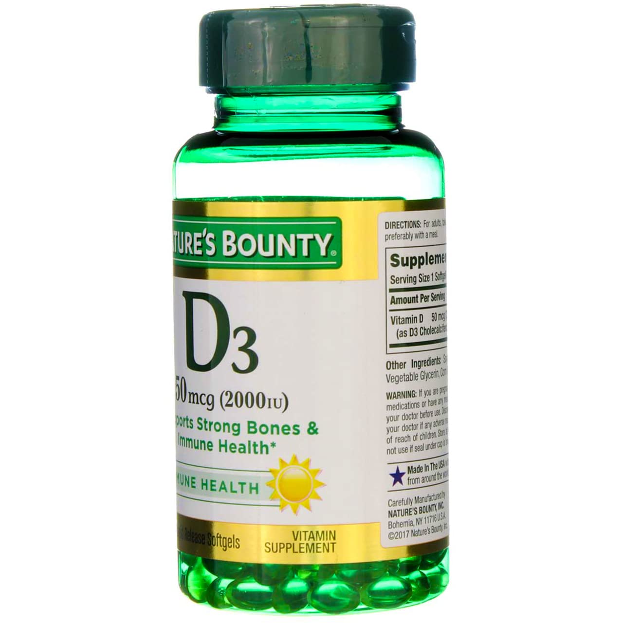Foto 6 | Suplemento de Vitamina D3 de Nature's Bounty 2000 UI Cápsulas Blandas - Venta Internacional