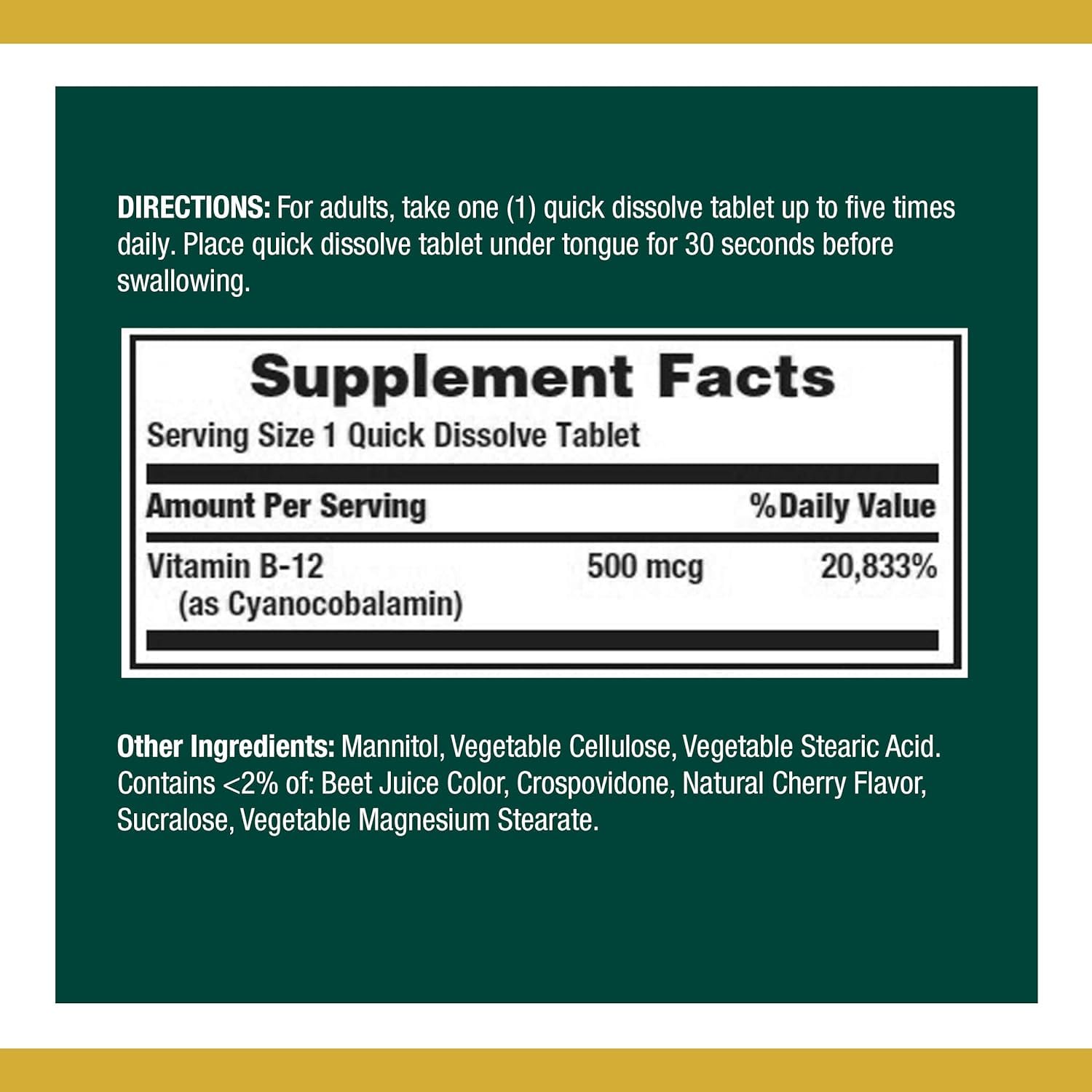 Foto 3 pulgar | Suplemento de Vitamina B-12 de Nature's Bounty 500 MCG 100 Tabletas - Venta Internacional