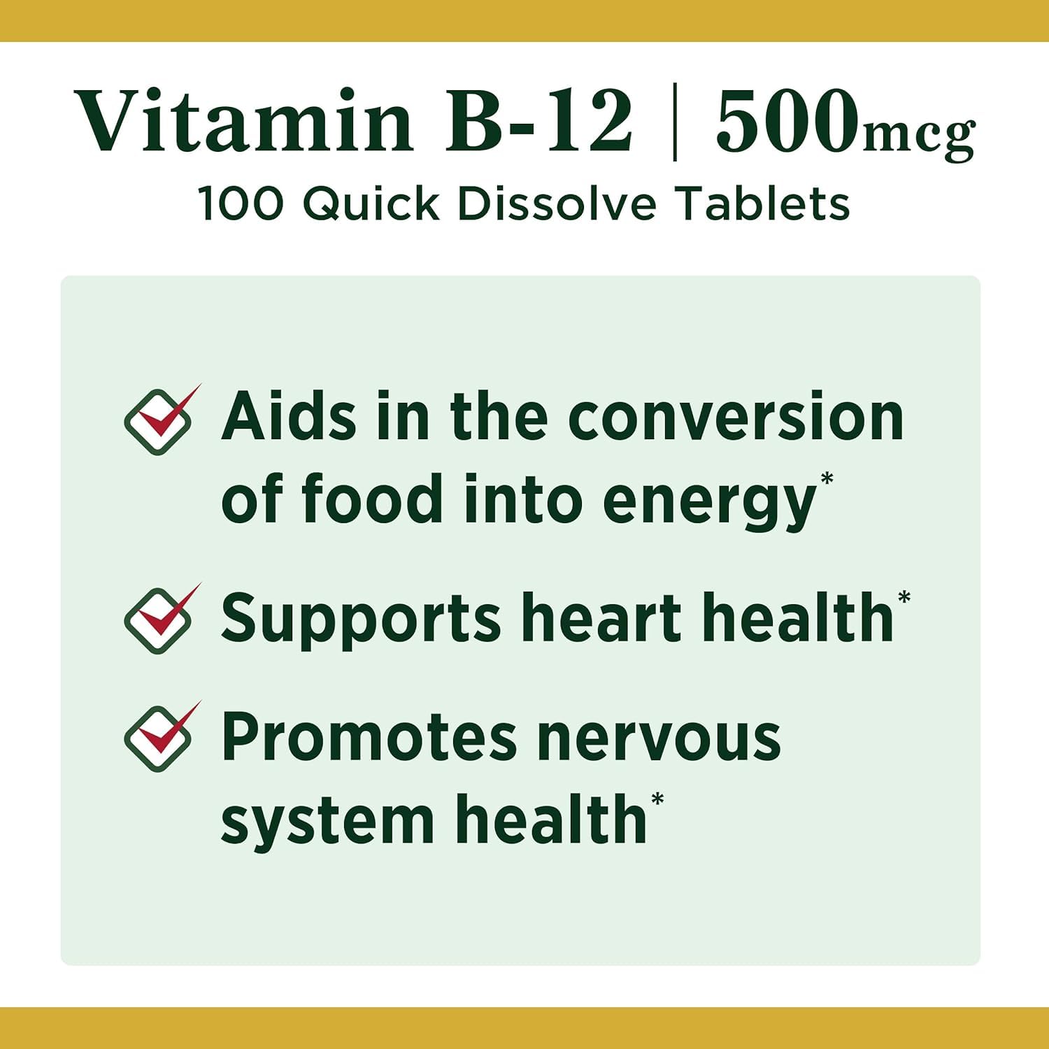 Foto 4 pulgar | Suplemento de Vitamina B-12 de Nature's Bounty 500 MCG 100 Tabletas - Venta Internacional
