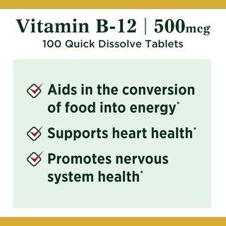 Foto 3 | Suplemento de Vitamina B-12 de Nature's Bounty 500 MCG 100 Tabletas - Venta Internacional