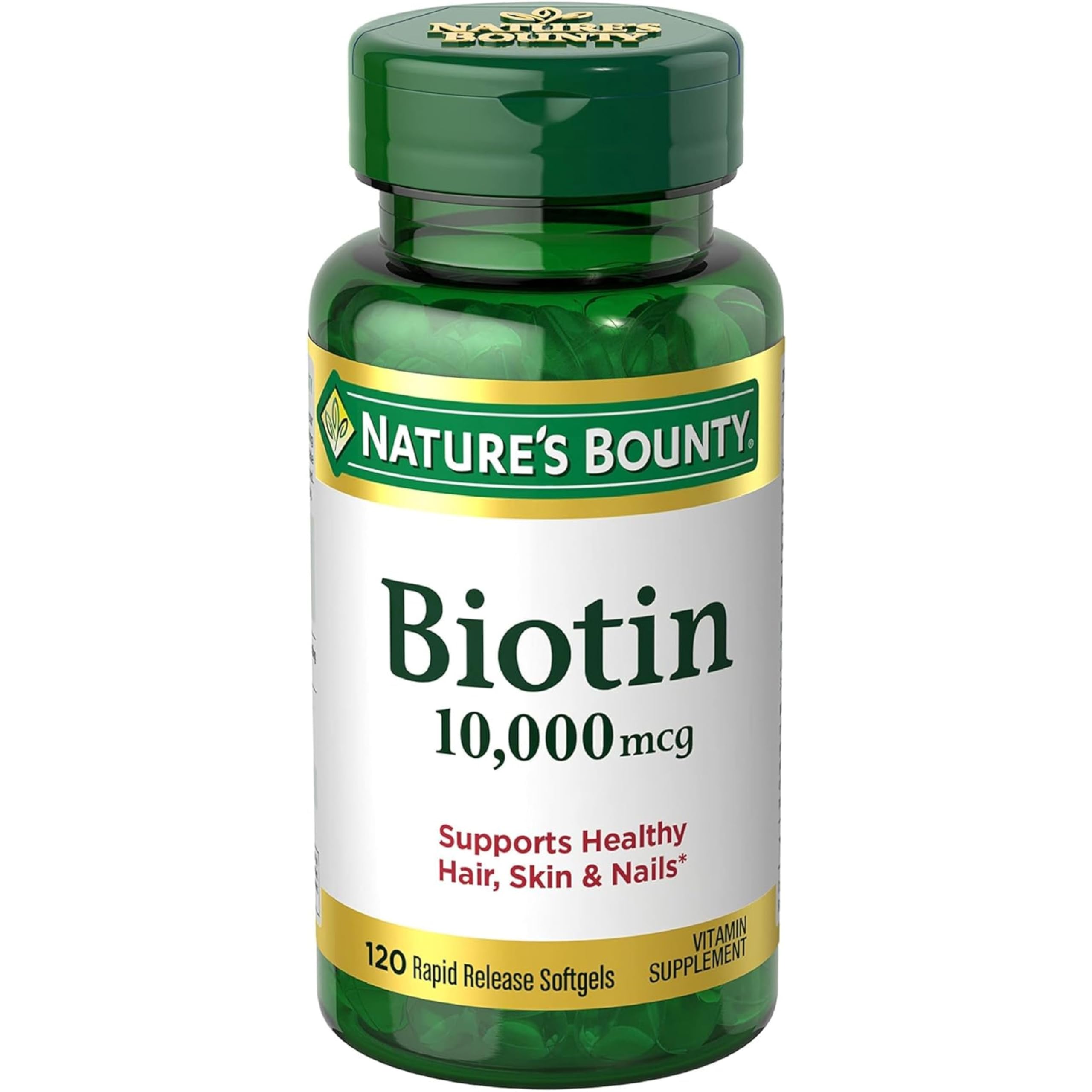 Foto 2 pulgar | Suplemento Nature's Bounty Cápsulas Blandas de Biotina de 10000 mcg 120 Unidades X2 - Venta Internacional
