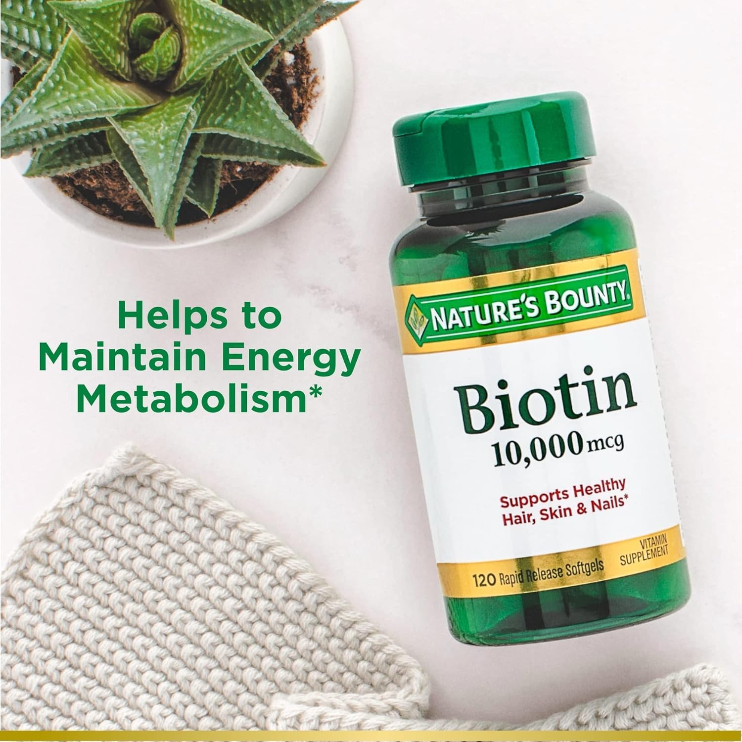 Foto 4 pulgar | Suplemento Nature's Bounty Cápsulas Blandas de Biotina de 10000 mcg 120 Unidades X2 - Venta Internacional