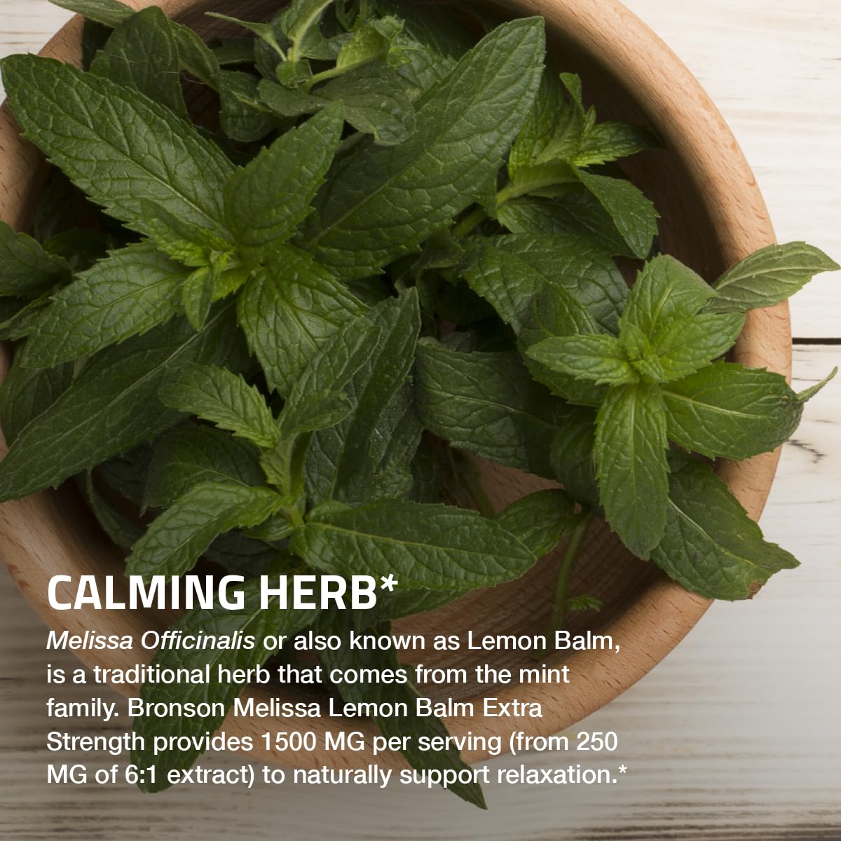 Foto 4 pulgar | Suplemento Bronson Melissa Lemon Balm 120 Cápsulas - Venta Internacional
