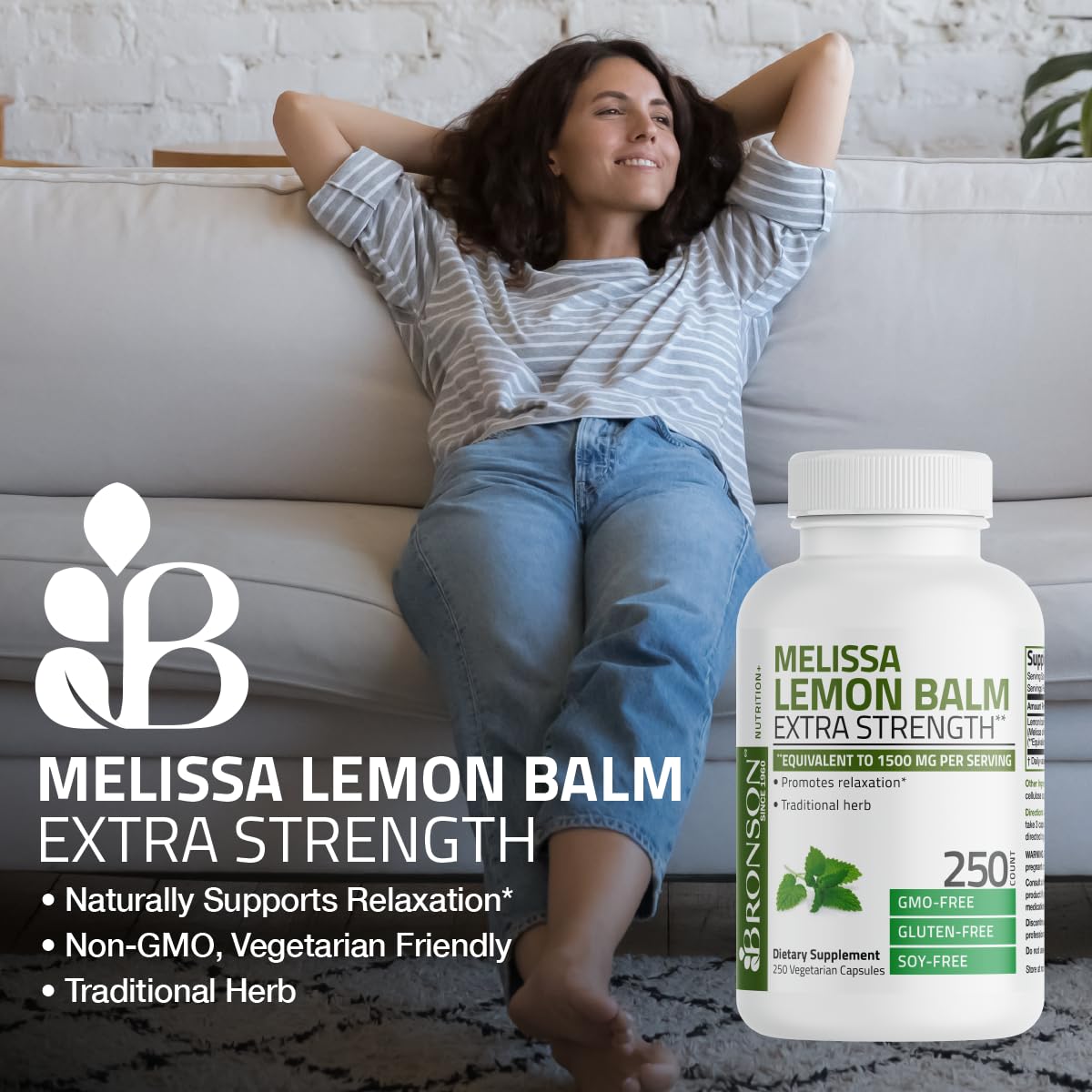 Foto 4 | Suplemento Bronson Melissa Lemon Balm 120 Cápsulas - Venta Internacional