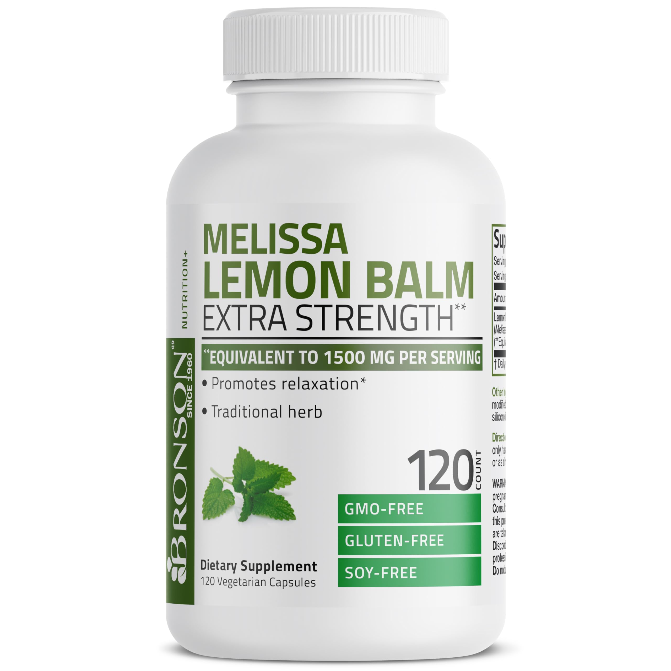 Foto 5 | Suplemento Bronson Melissa Lemon Balm 120 Cápsulas - Venta Internacional