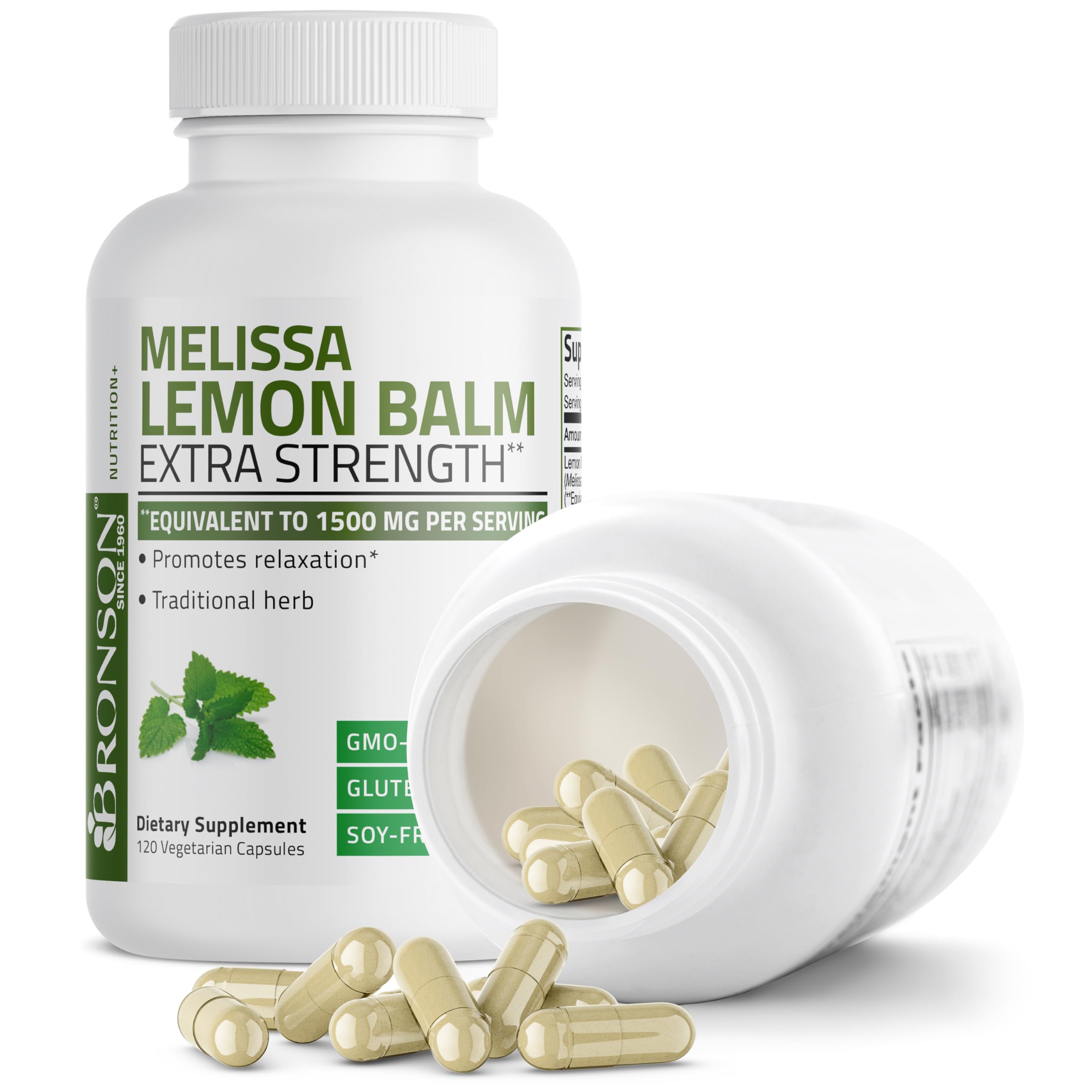Foto 6 | Suplemento Bronson Melissa Lemon Balm 120 Cápsulas - Venta Internacional
