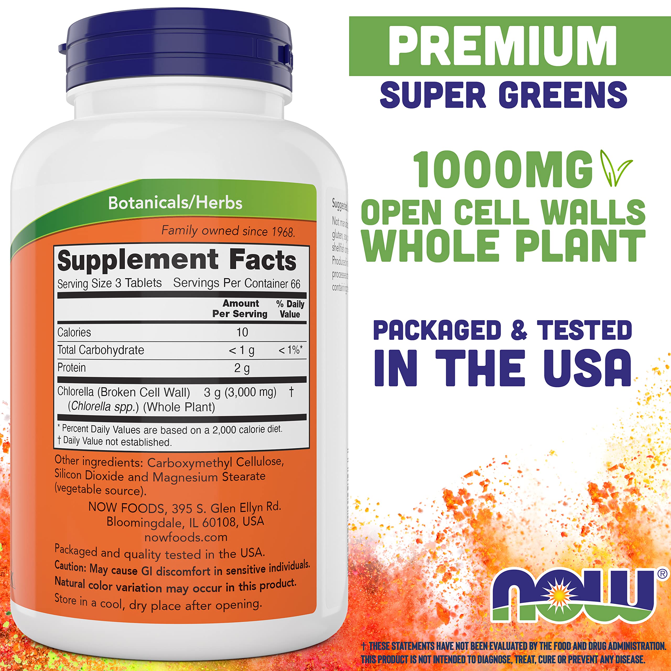 Foto 3 pulgar | Tabletas de Clorella Now Foods 1000 mg 200 Tabletas Premium sin OGM - Venta Internacional