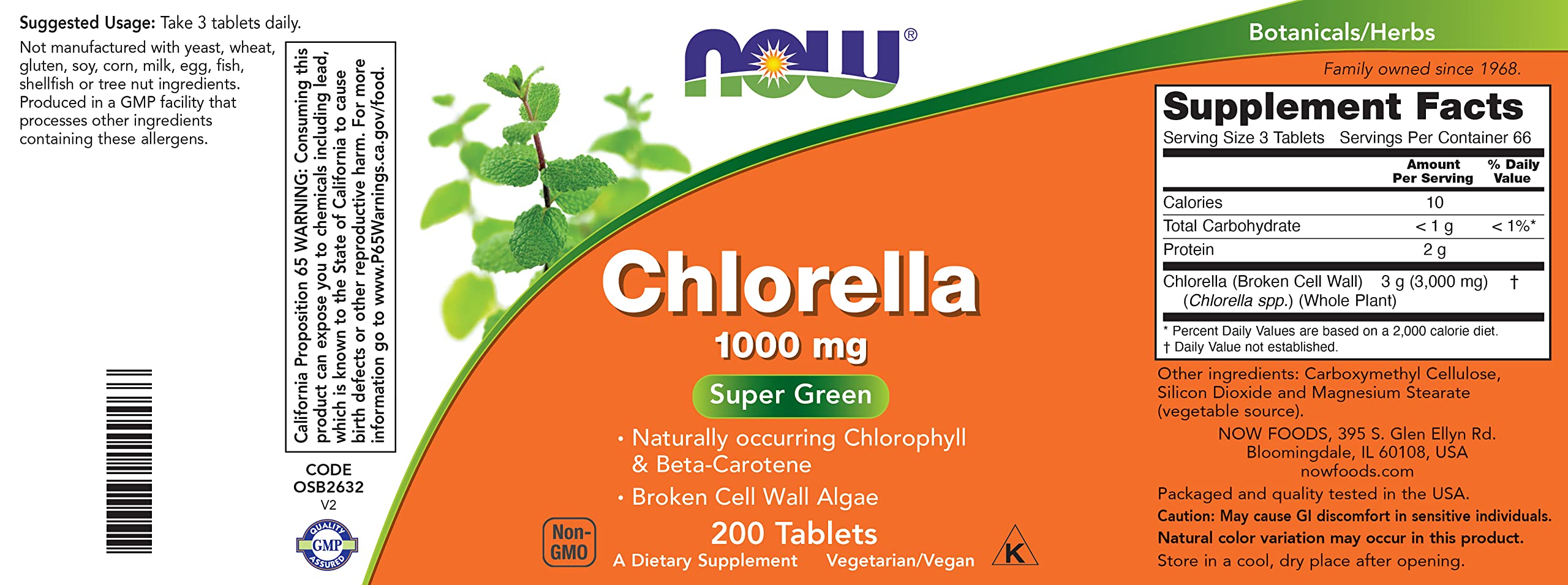 Foto 6 pulgar | Tabletas de Clorella Now Foods 1000 mg 200 Tabletas Premium sin OGM - Venta Internacional