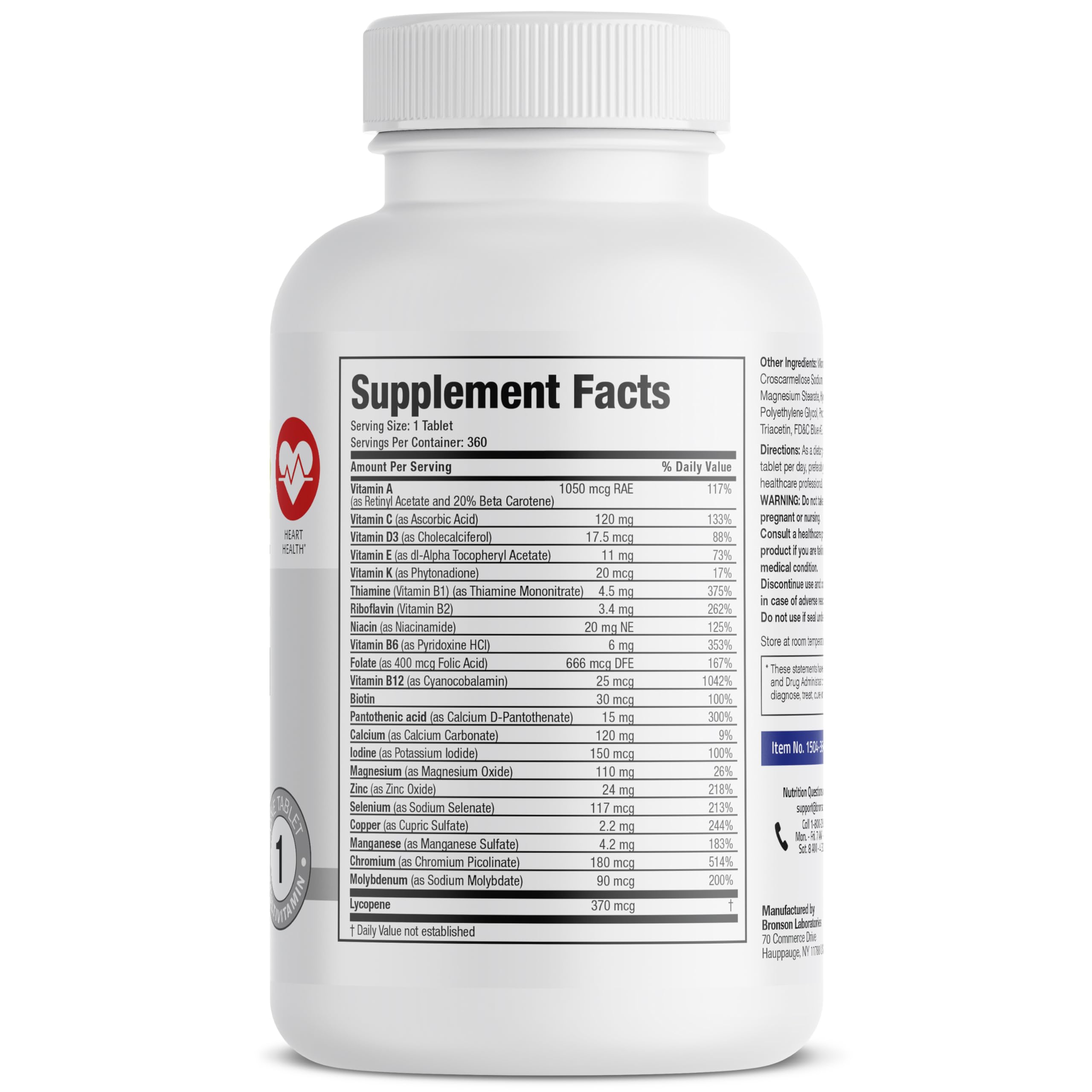 Foto 3 pulgar | Suplemento Multivitamínico Bronson One Daily para Hombres de Más de 50 Años 360 Tabletas - Venta Internacional