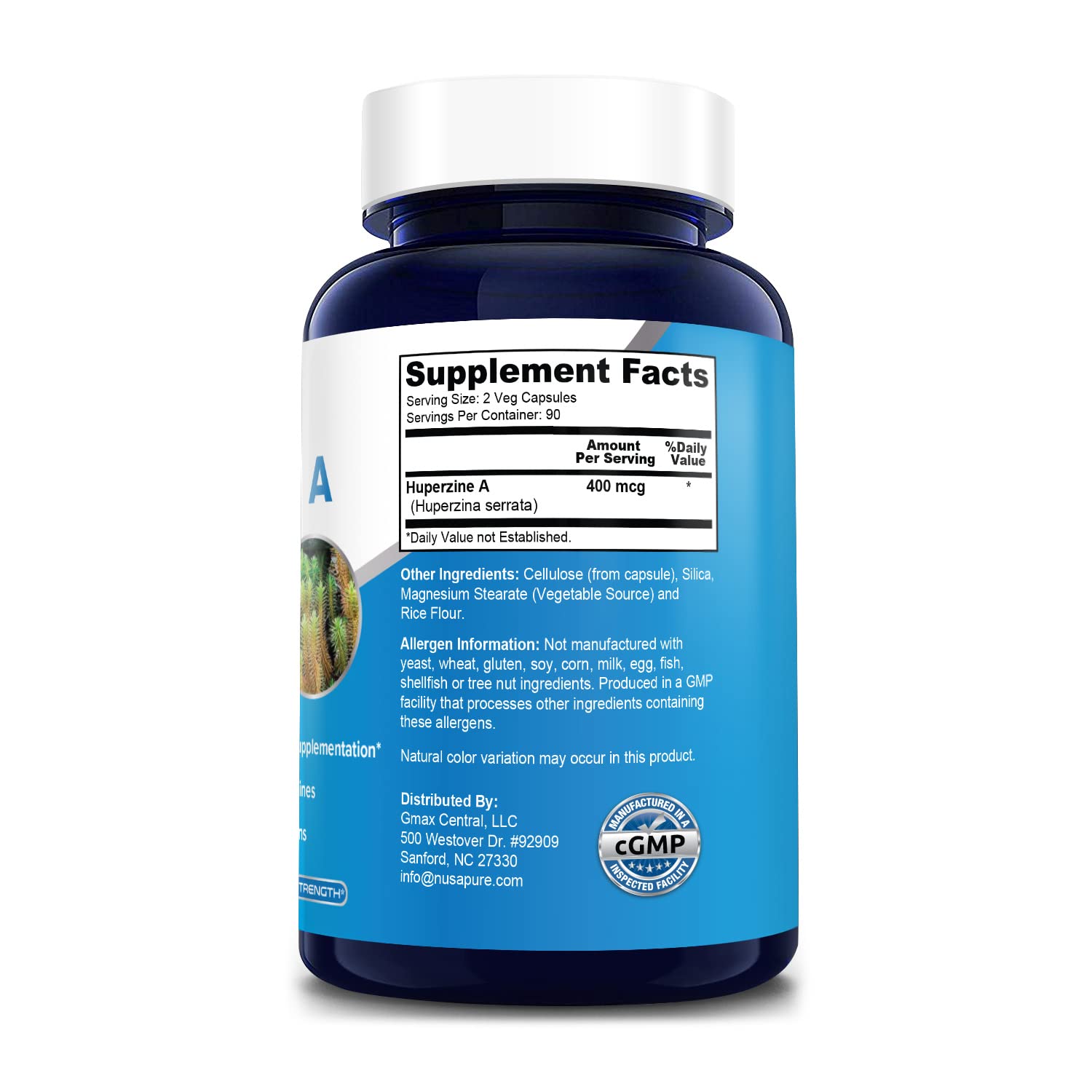Foto 5 pulgar | Suplemento NusaPure Huperzine a 400 mcg 180 Cápsulas Vegetarianas - Venta Internacional