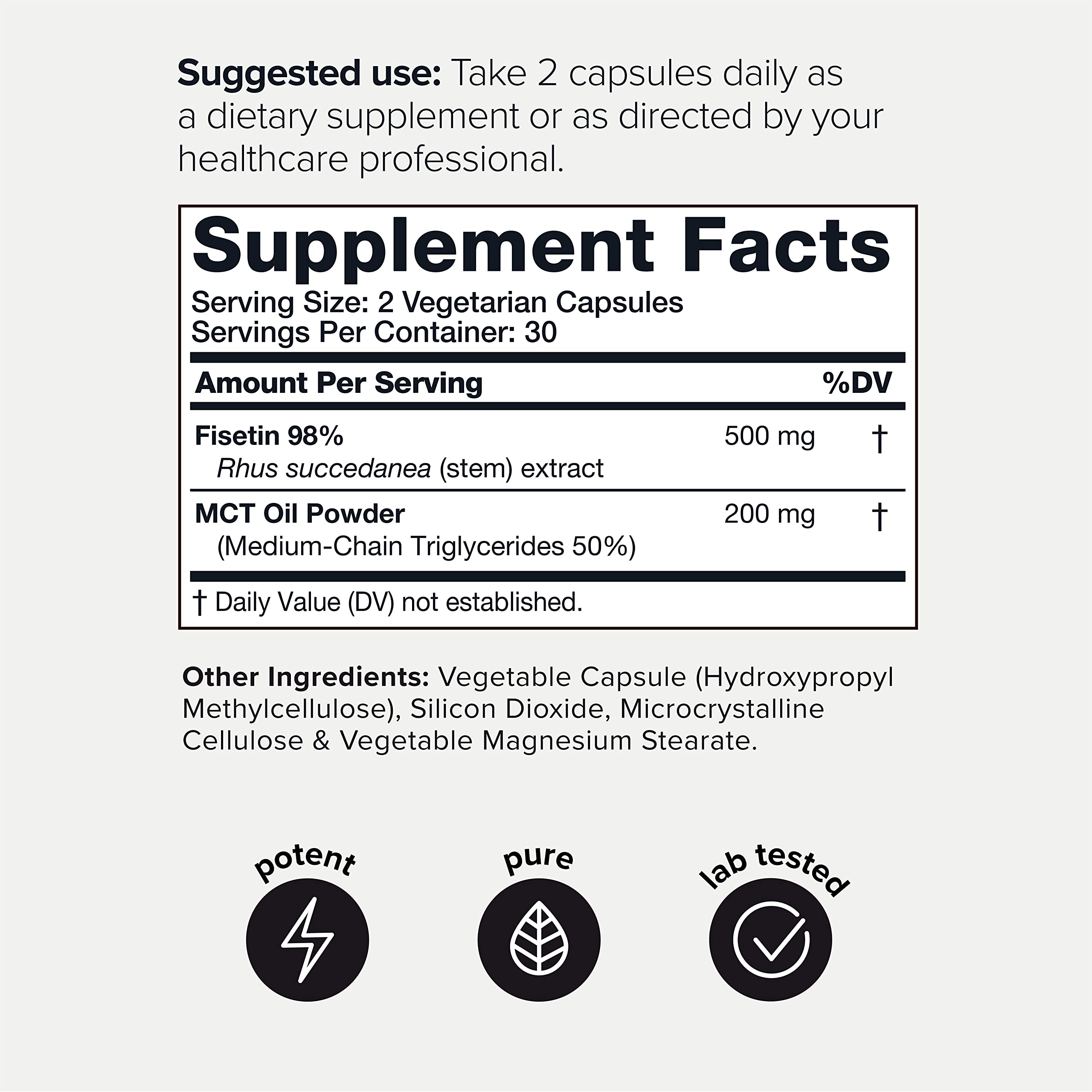 Foto 3 pulgar | Suplemento Toniiq de Fisetina de Ultra Alta Pureza 500 Mg - 60 Cápsulas - Venta Internacional