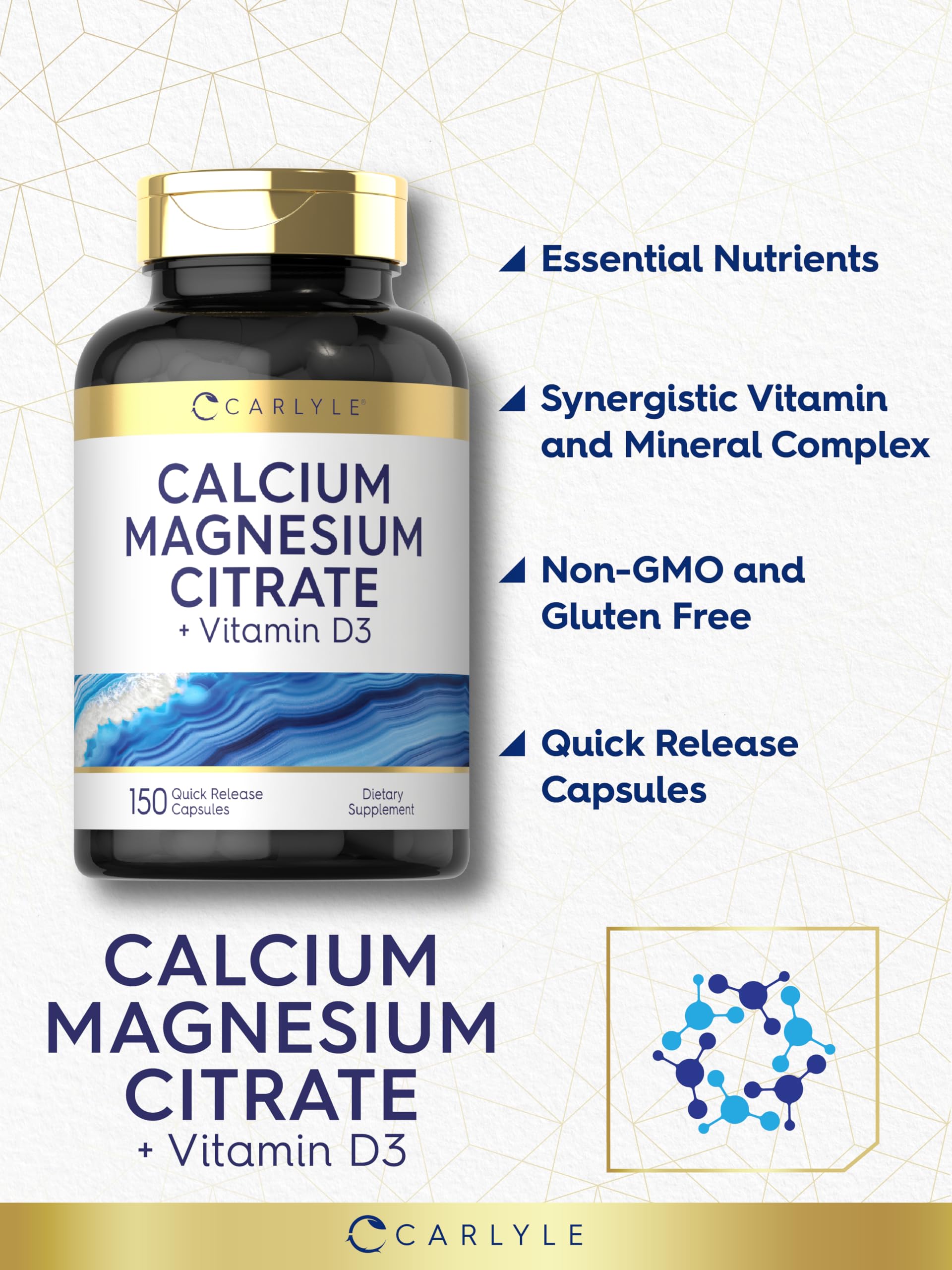 Foto 5 pulgar | Suplemento de Citrato de Calcio y Magnesio Carlyle Más Vitamina D3 - Venta Internacional