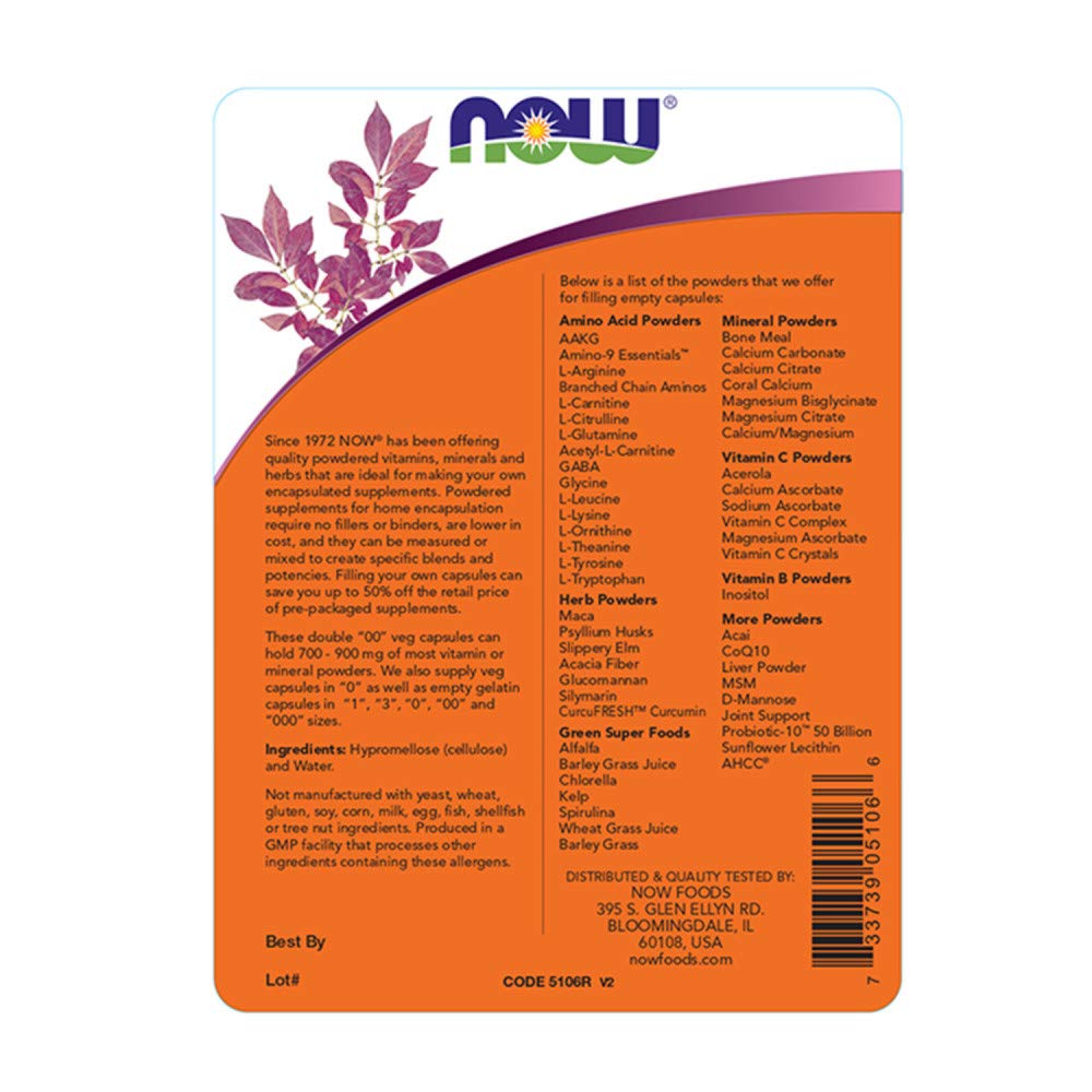 Foto 3 pulgar | Cápsulas Vegetarianas Vacías de Supplements Now Foods 250 Unidades - Venta Internacional