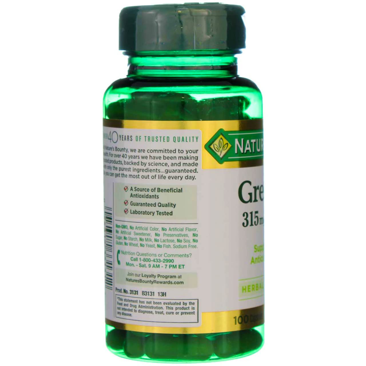 Foto 4 pulgar | Suplemento de Extracto de Té Verde Nature's Bounty 315 mg x 100 Cápsulas - Venta Internacional