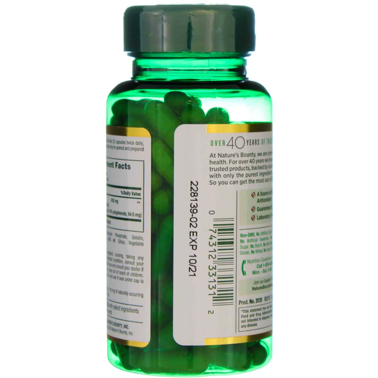 Foto 5 pulgar | Suplemento de Extracto de Té Verde Nature's Bounty 315 mg x 100 Cápsulas - Venta Internacional