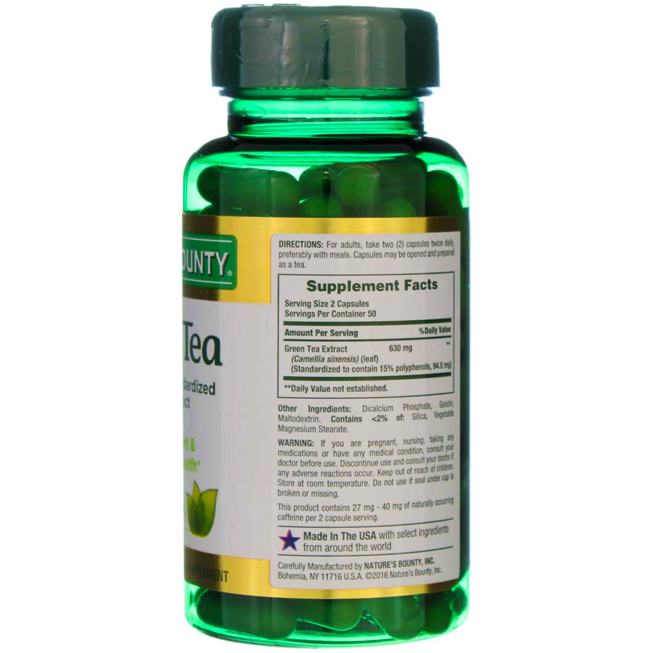 Foto 6 pulgar | Suplemento de Extracto de Té Verde Nature's Bounty 315 mg x 100 Cápsulas - Venta Internacional